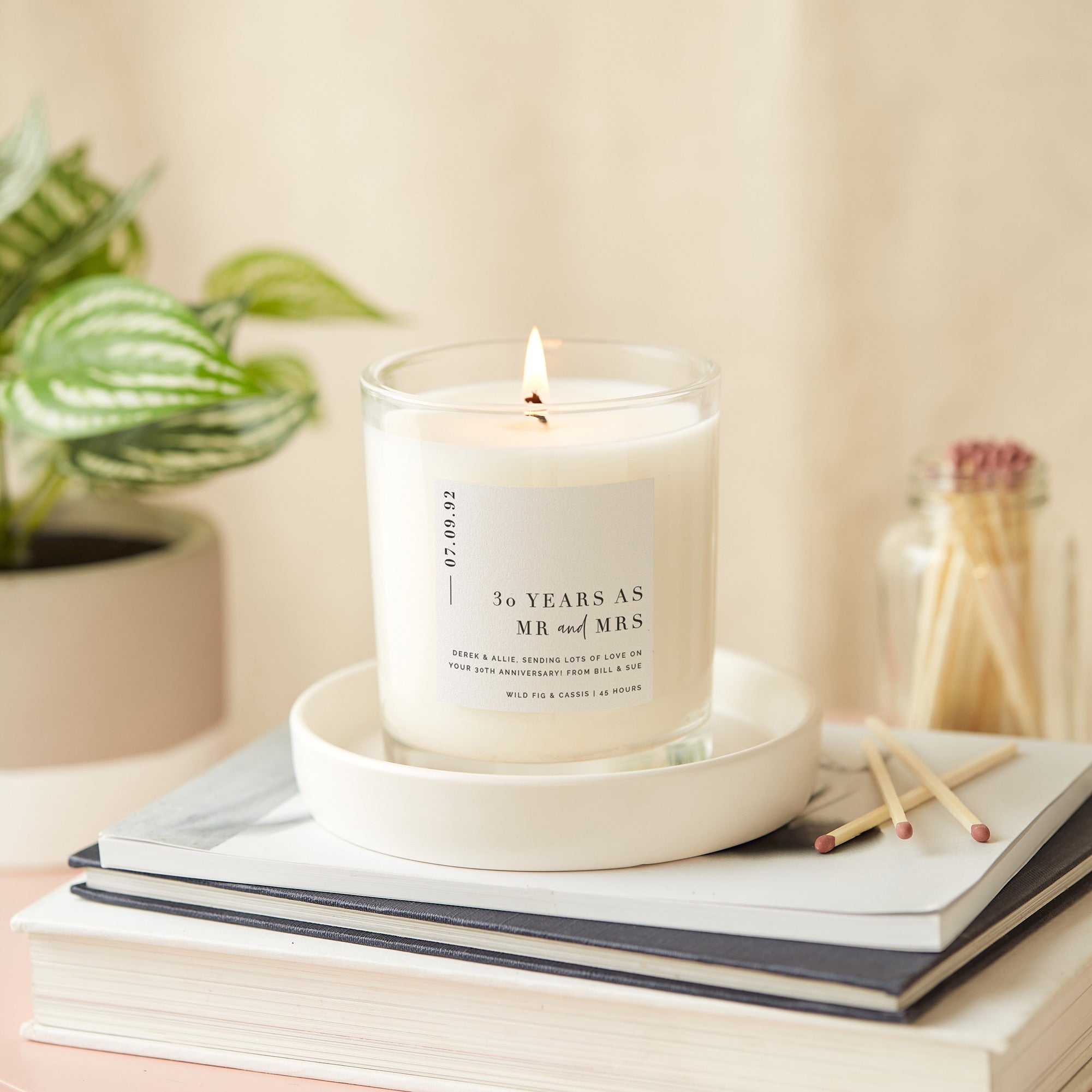 30th Anniversary Gift Candle for Couples - Personalised Soy Wax, Luxury Gift Box Included