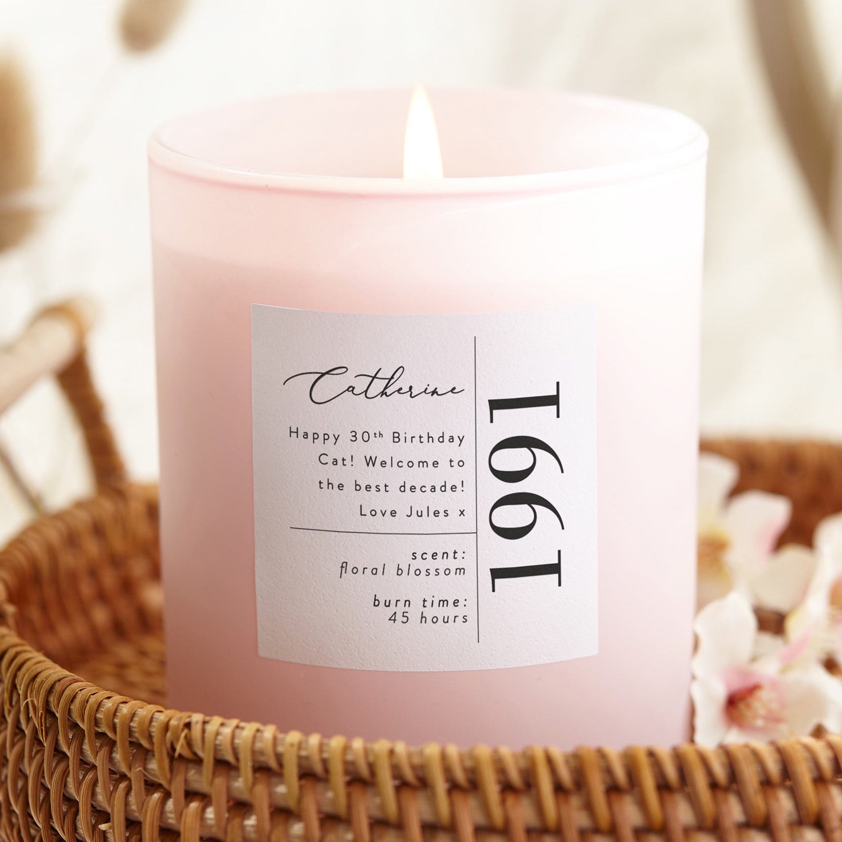 30th Birthday Candle Gift Pink - Kindred Fires