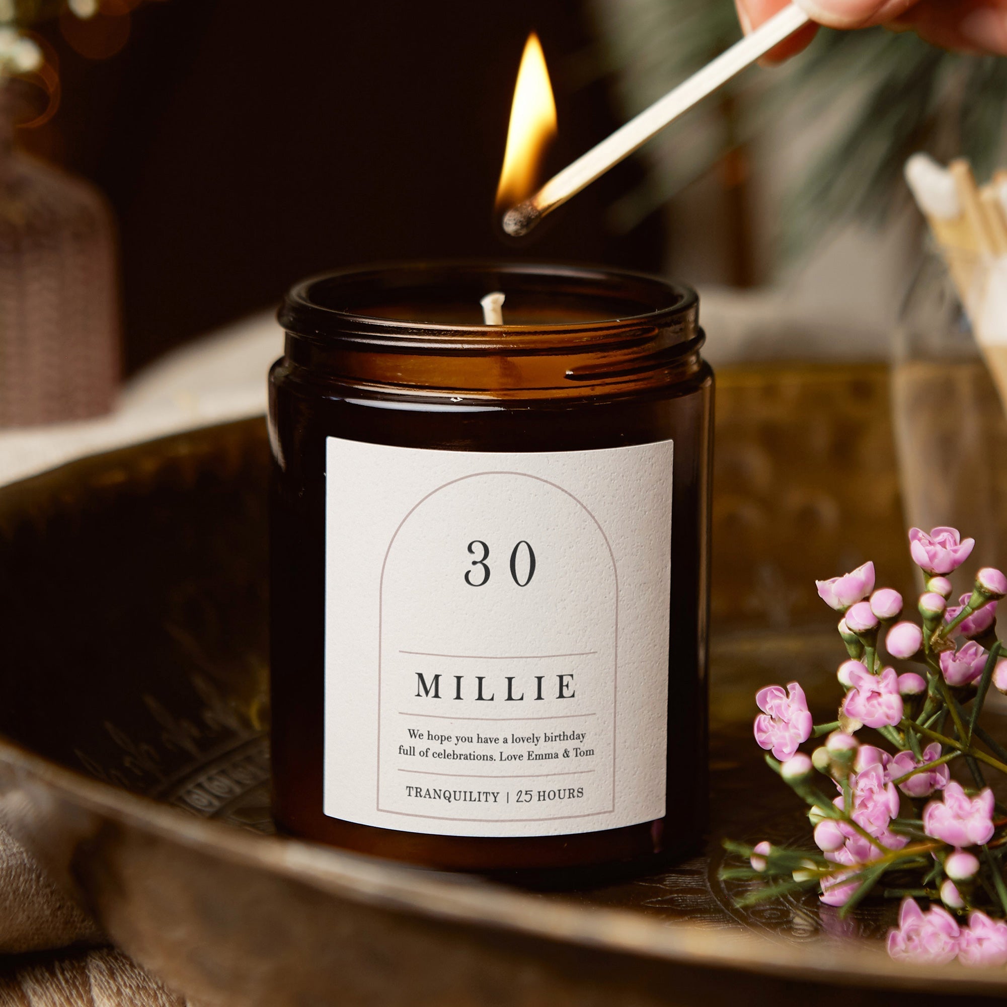 30th Birthday Gift for Her Candle Curved Arch - Kindred Fires