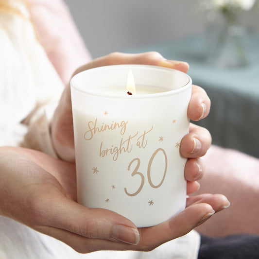 30th Birthday Gift Shining Bright Candle - Kindred Fires
