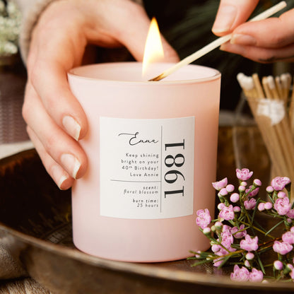 40th Birthday Candle Gift Pink - Kindred Fires