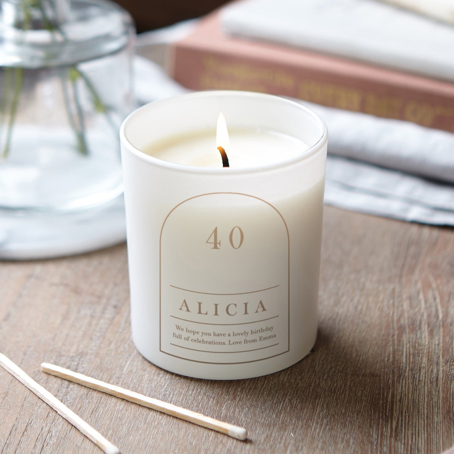 40th Birthday Gift for Her Glow Through Candle Curved Arch - Kindred Fires