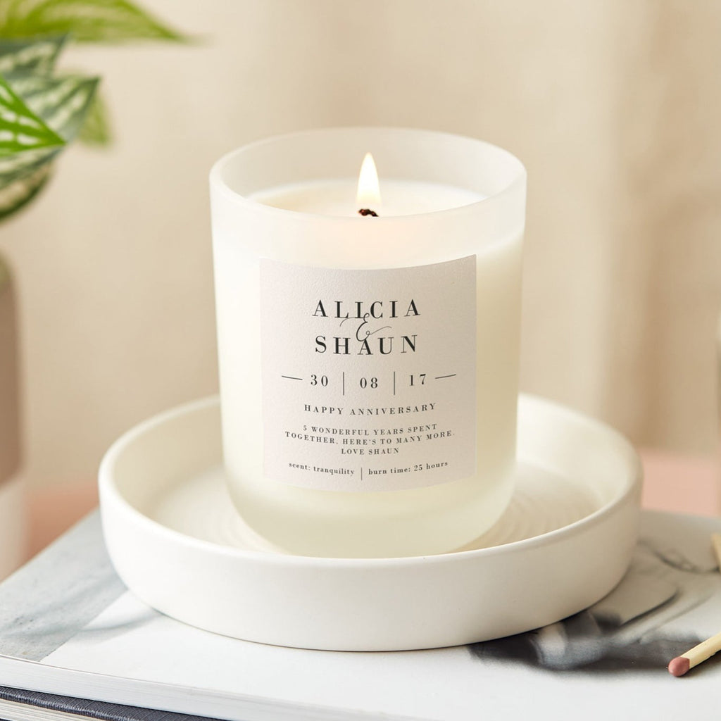 5th Anniversary Gift Personalised Candle