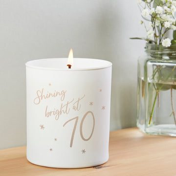 70th Birthday Gift Shining Bright Candle - Kindred Fires