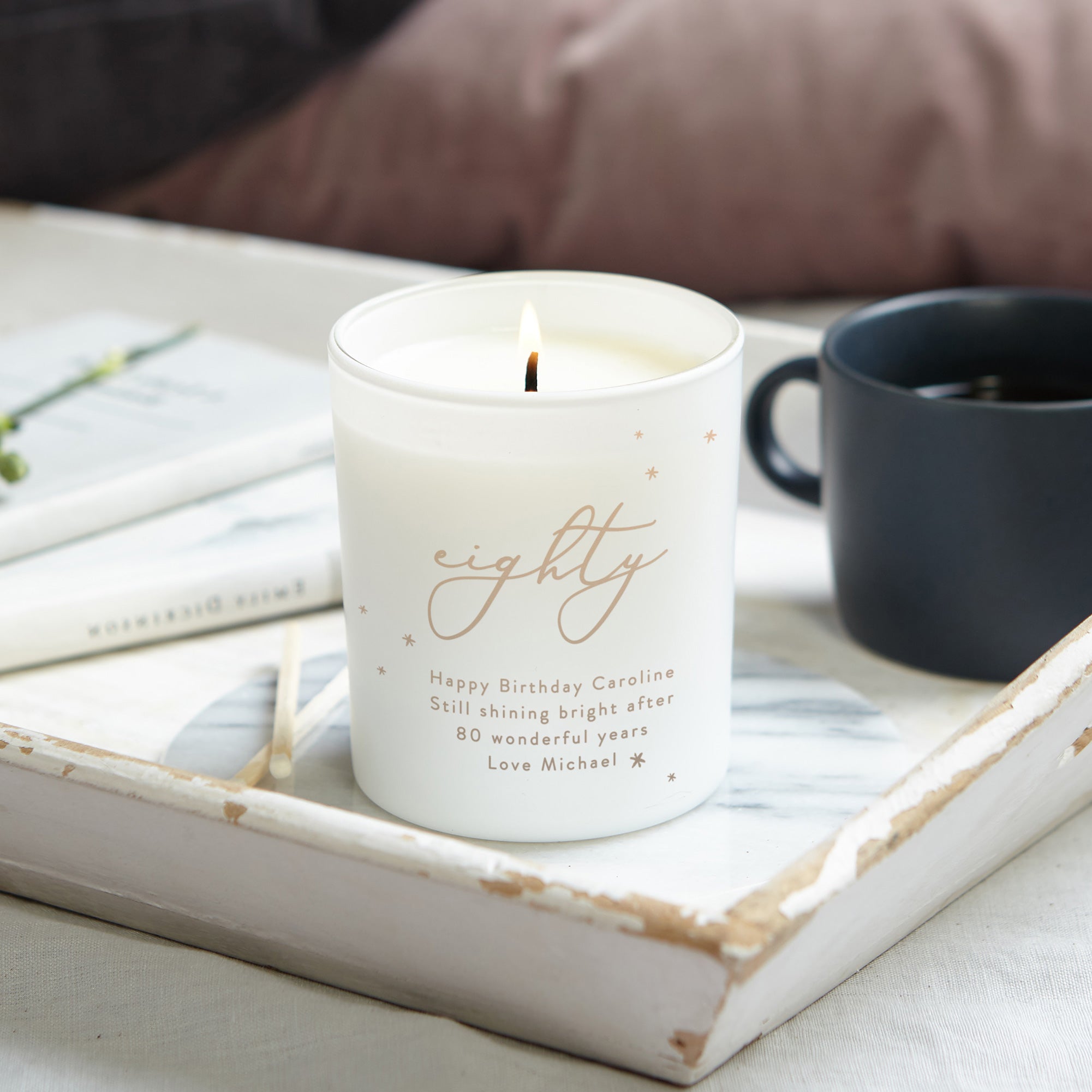 80th Birthday Gift for Her Glow Through Candle