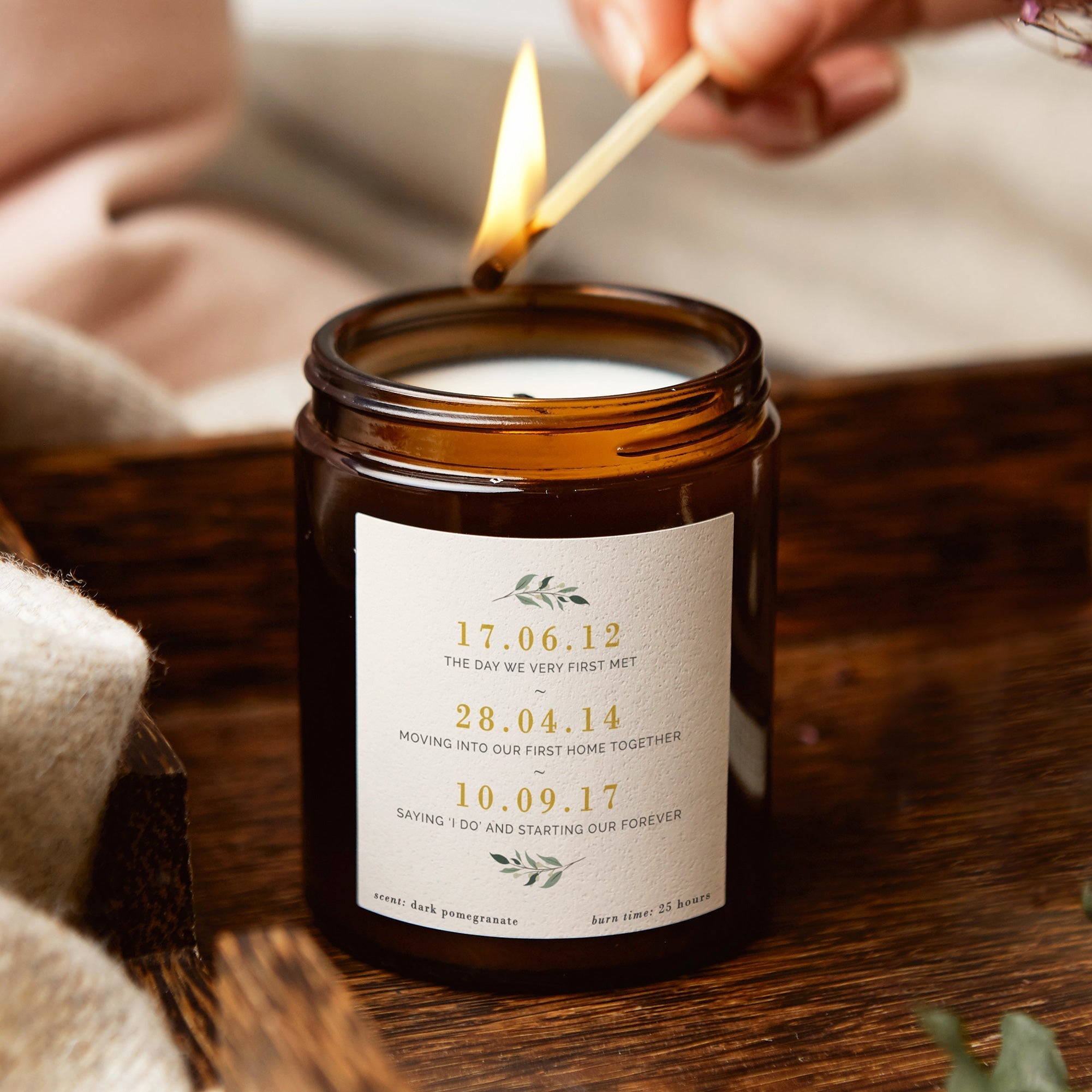 Anniversary Gift Special Dates Candle - Personalised Soy Wax in Luxury Gift Box