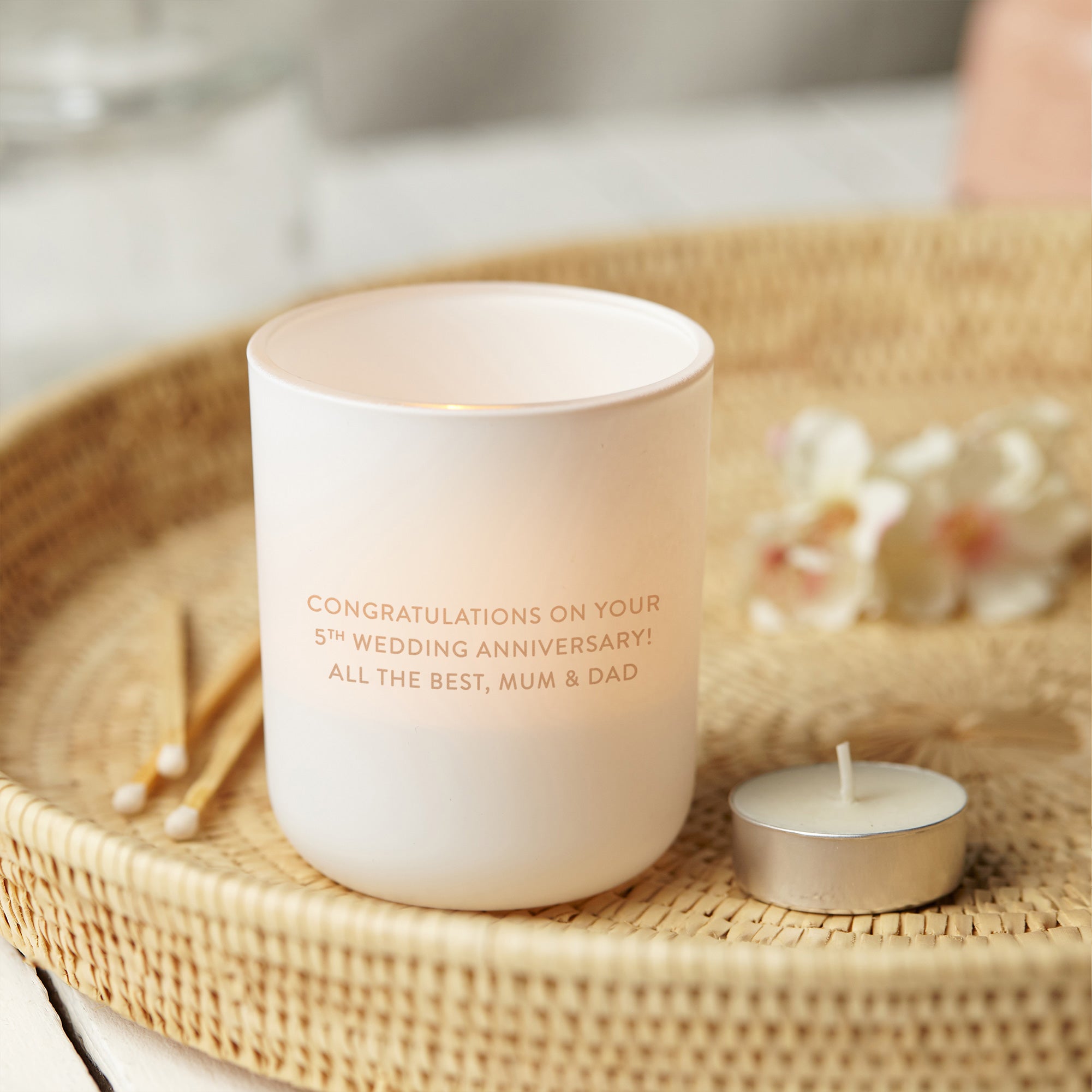 Anniversary Gift Tea Light Holder with Candles – Any Years Wedding or Birthday Gift in Luxury Box