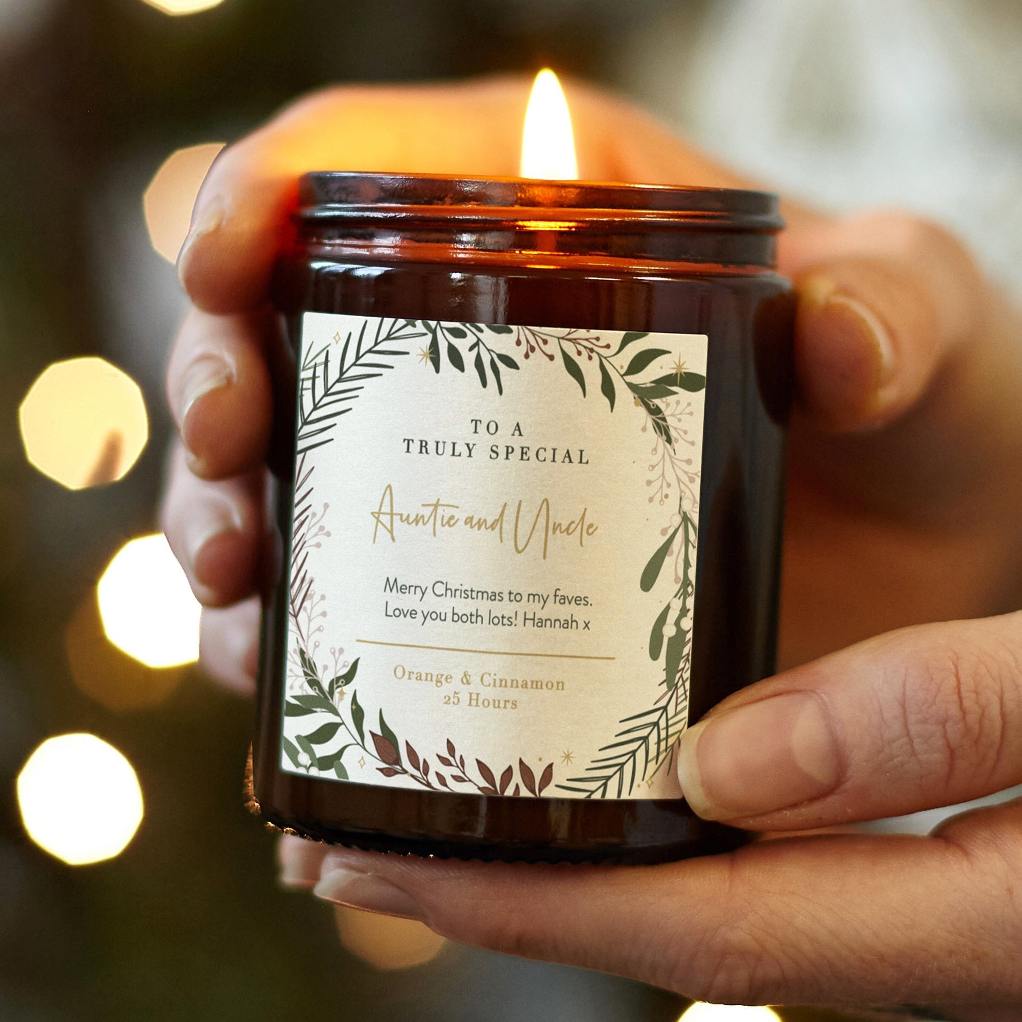 Christmas Gift Auntie and Uncle Botanical Candle Luxury Packaging Personalised Present