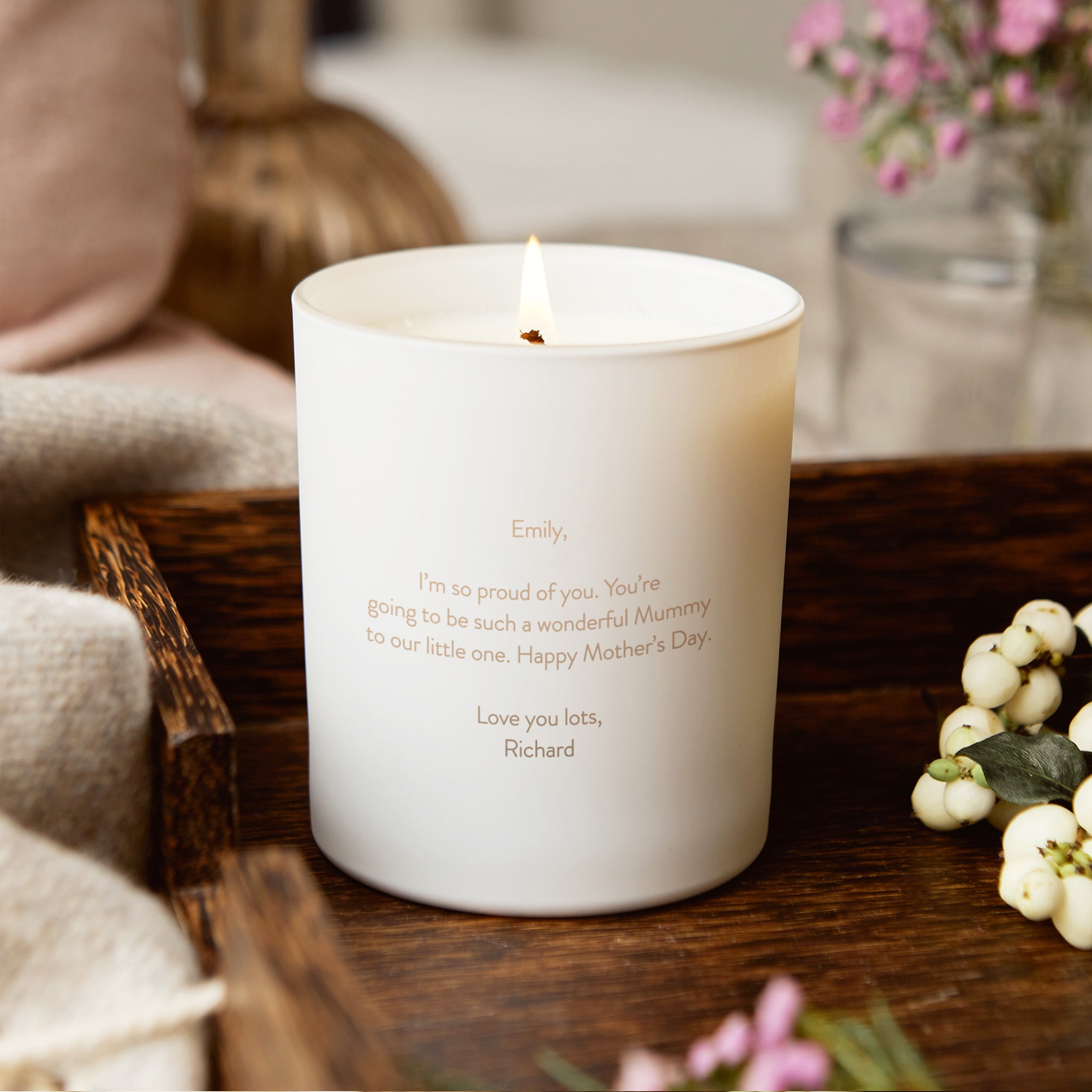 Baby Shower Gift Candle for Mum To Be - Personalised Cloud Design in Luxury Box