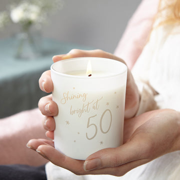 50th Birthday Gift for Her Shining Bright Candle