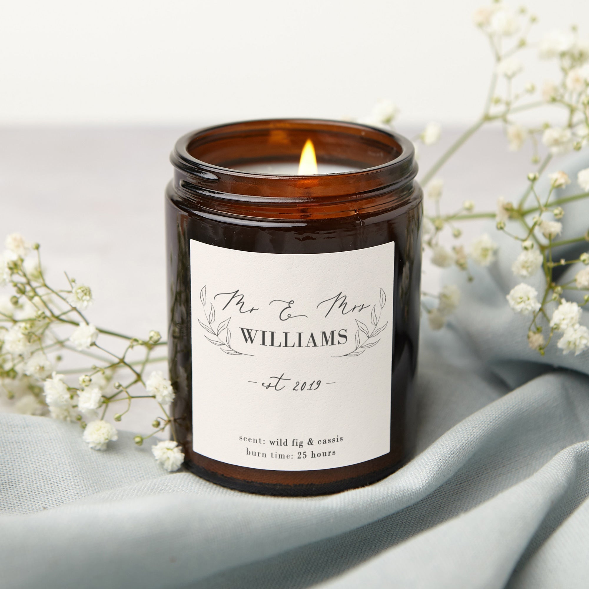 Wedding Anniversary Candle Gift for Couples - Personalised Soy Wax, Luxury Gift Box