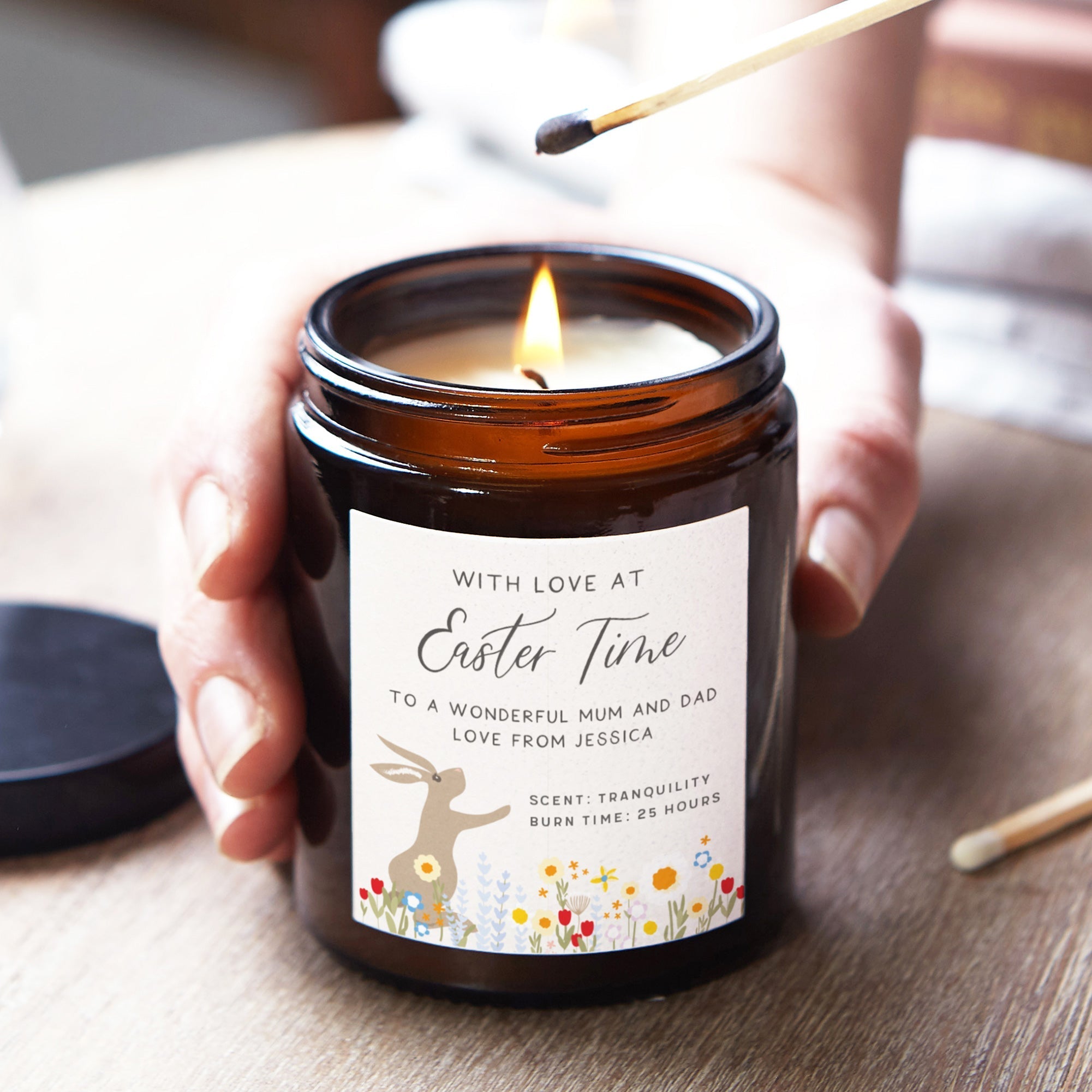 Easter Gift - With Love At Easter Time Rabbit Soy Candle in Luxury Gift Box for Family
