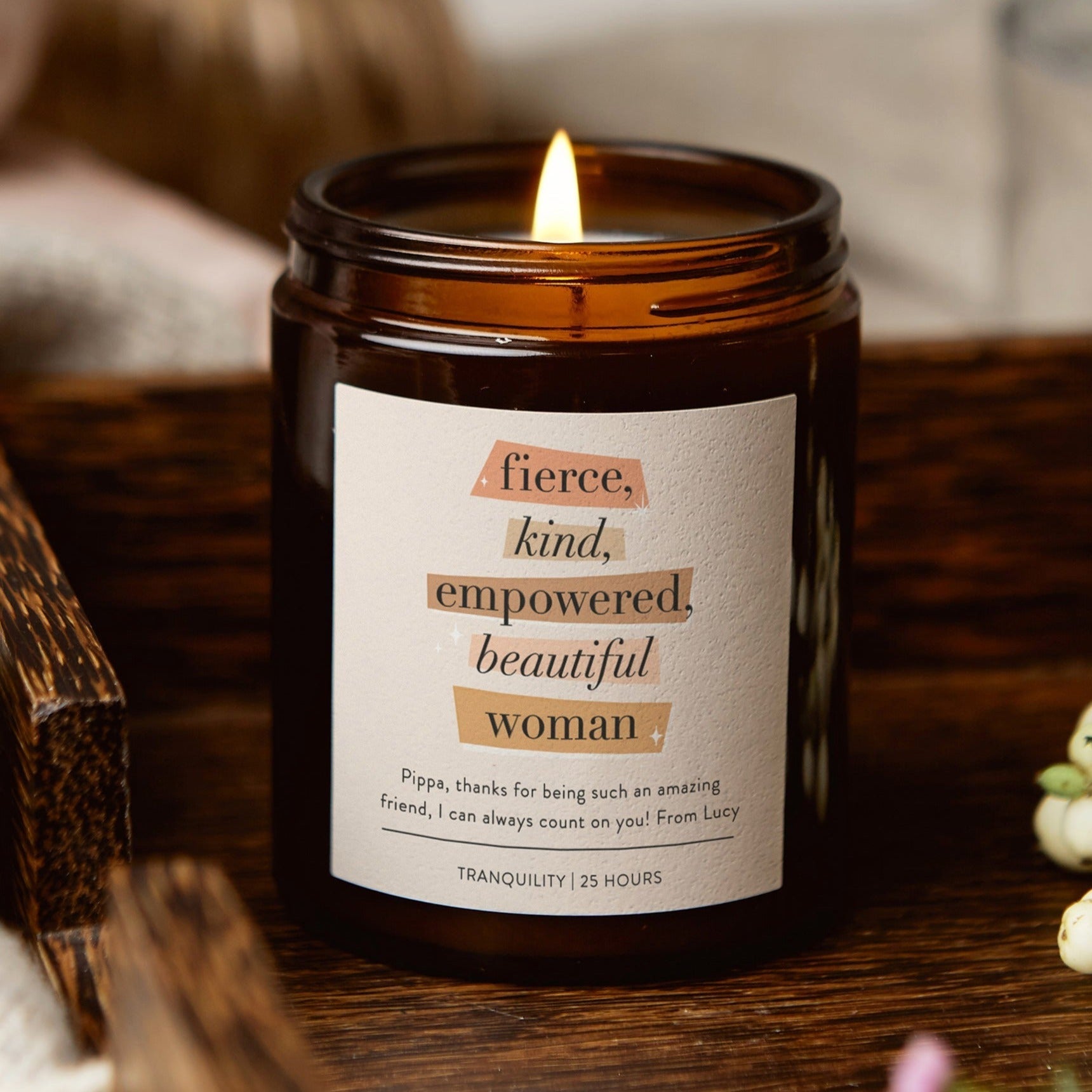 Female Empowerment Gift Candle - Fierce Kind Empowered Beautiful, Soy Wax, Luxury Box