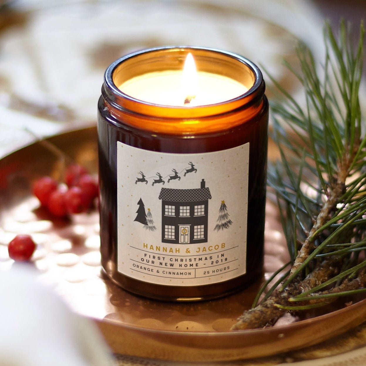 First Christmas New Home Gift Candle - Personalised Soy Wax in Luxury Gift Box