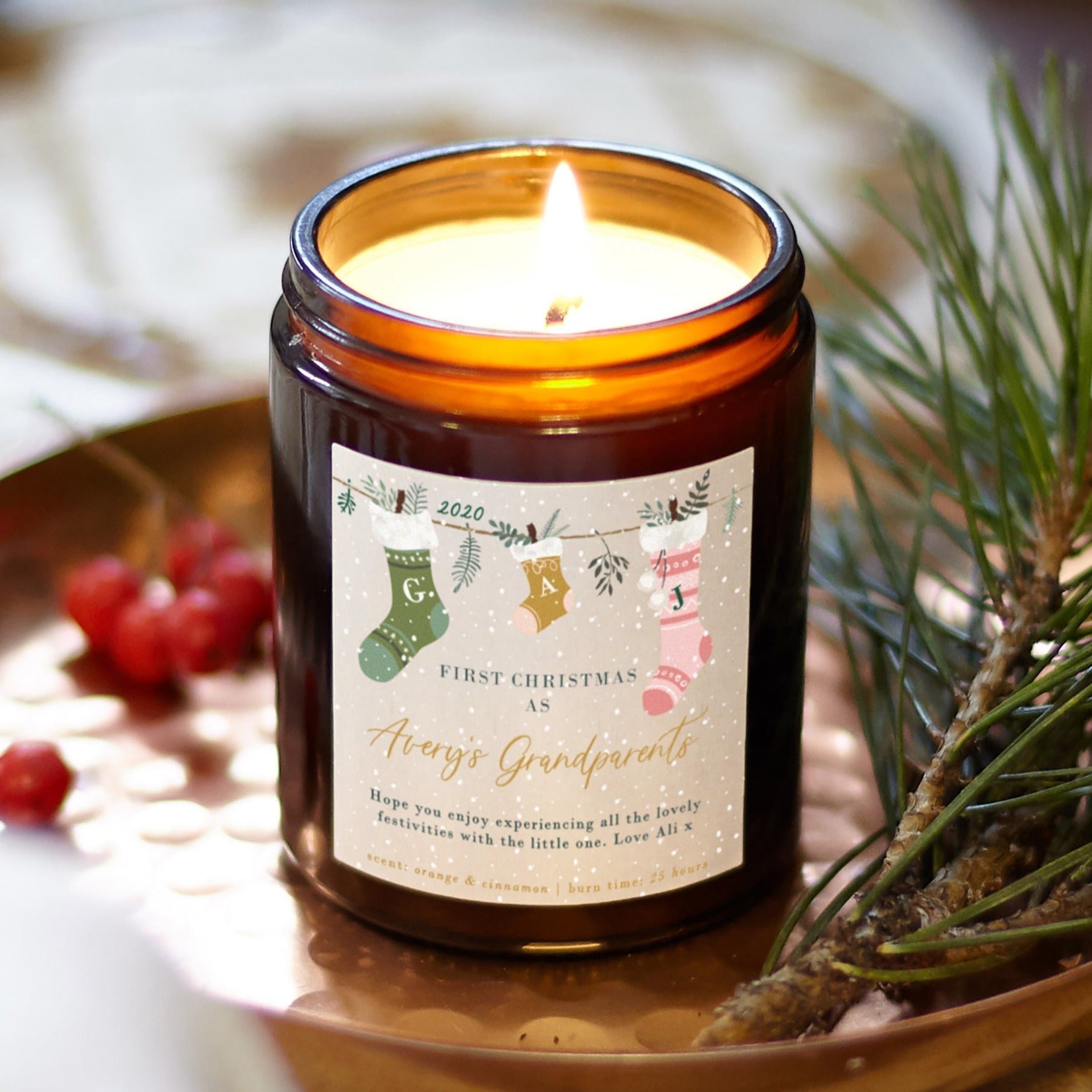 First Christmas as Grandparents Gift Candle – New Grandchild Scented Holiday Gift Box
