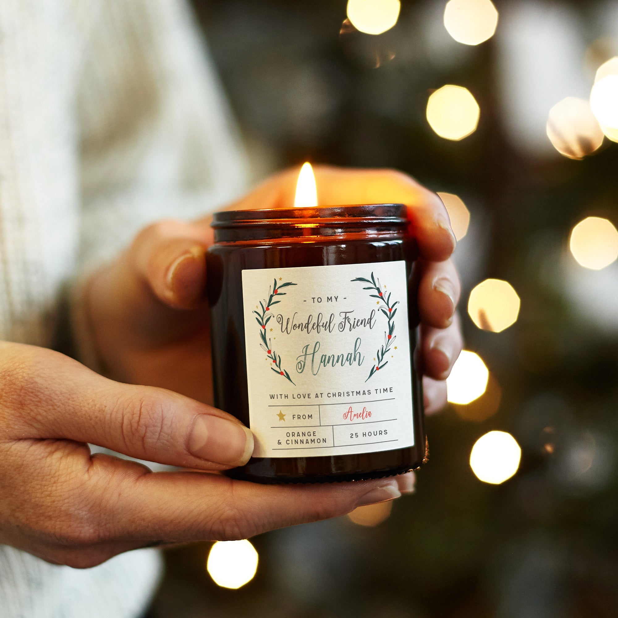 Christmas Gift Wonderful Friend Candle – Personalised Scented Luxury Gift-Ready Packaging