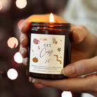 Autumn Gift Get Cosy Cute Message Jar Candle with Fall Scent and Luxury Gift Box