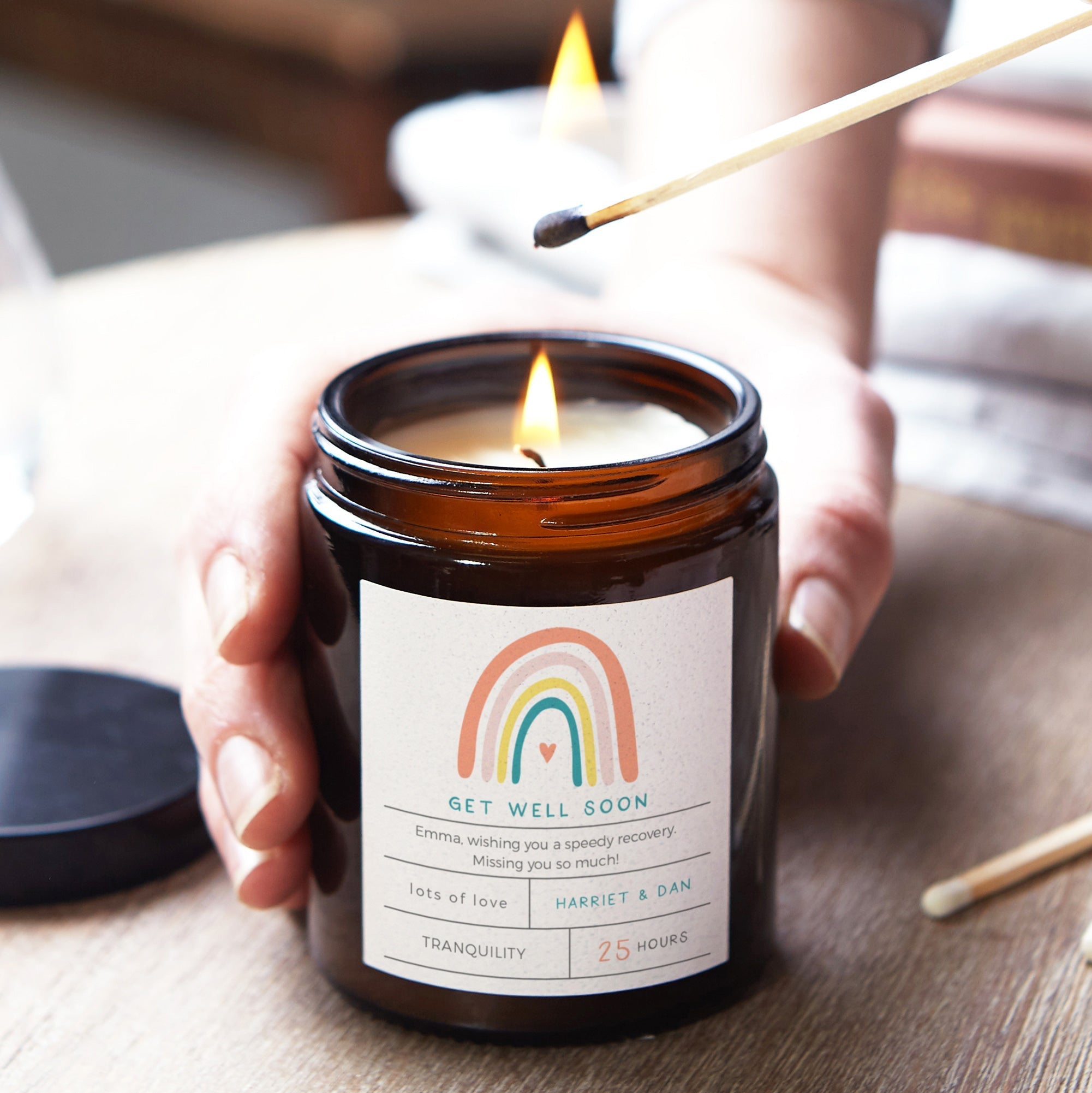 Get Well Soon Gift Candle Personalised – Soy Wax, Luxury Gift Box, Thinking of You Present