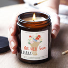 Get Well Soon Gift - Soy Wax Scented Candle with Flower Bunch in Luxury Gift Box