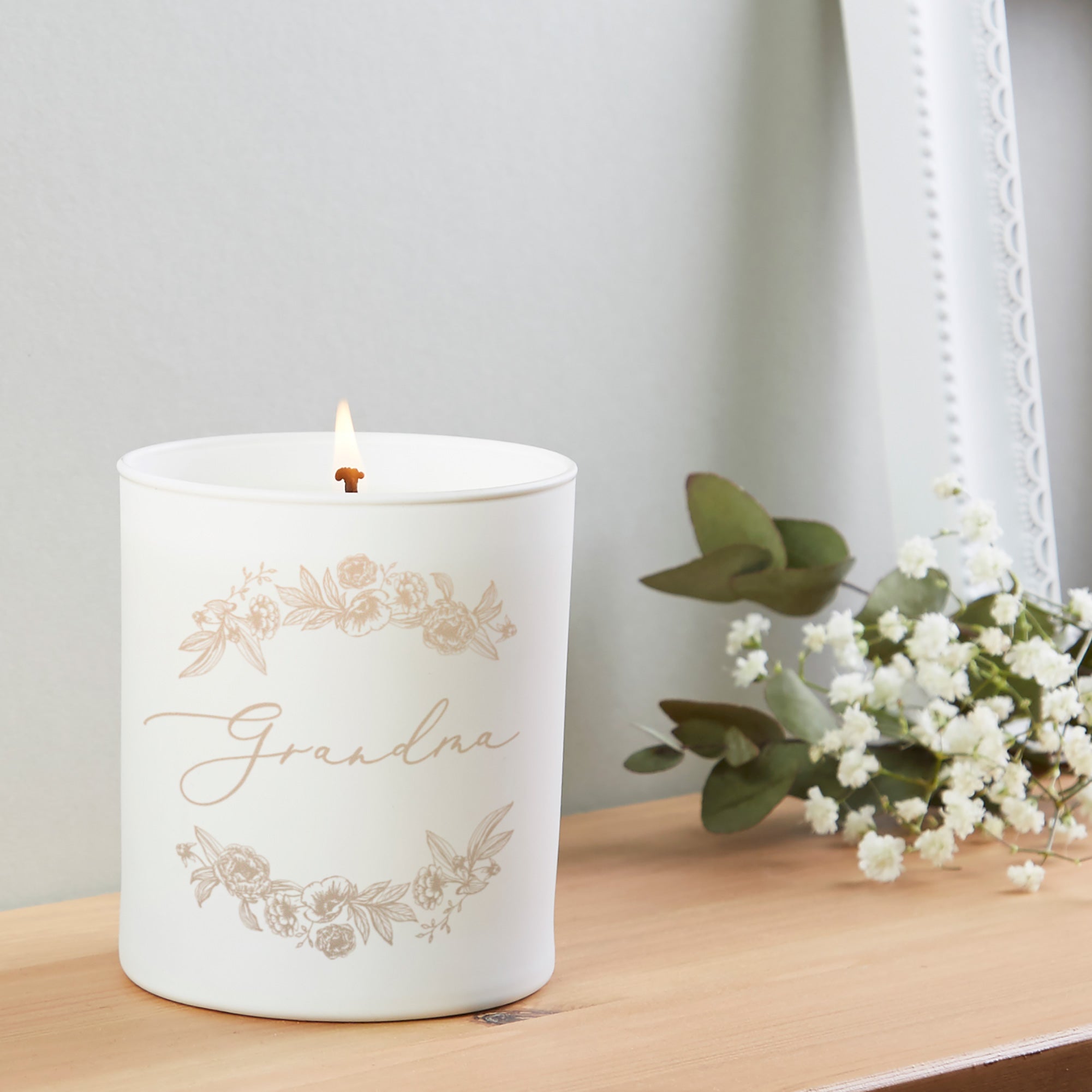 Grandma Birthday Gift Floral Soy Wax Candle – Personalised, Luxury Gift-Ready Box