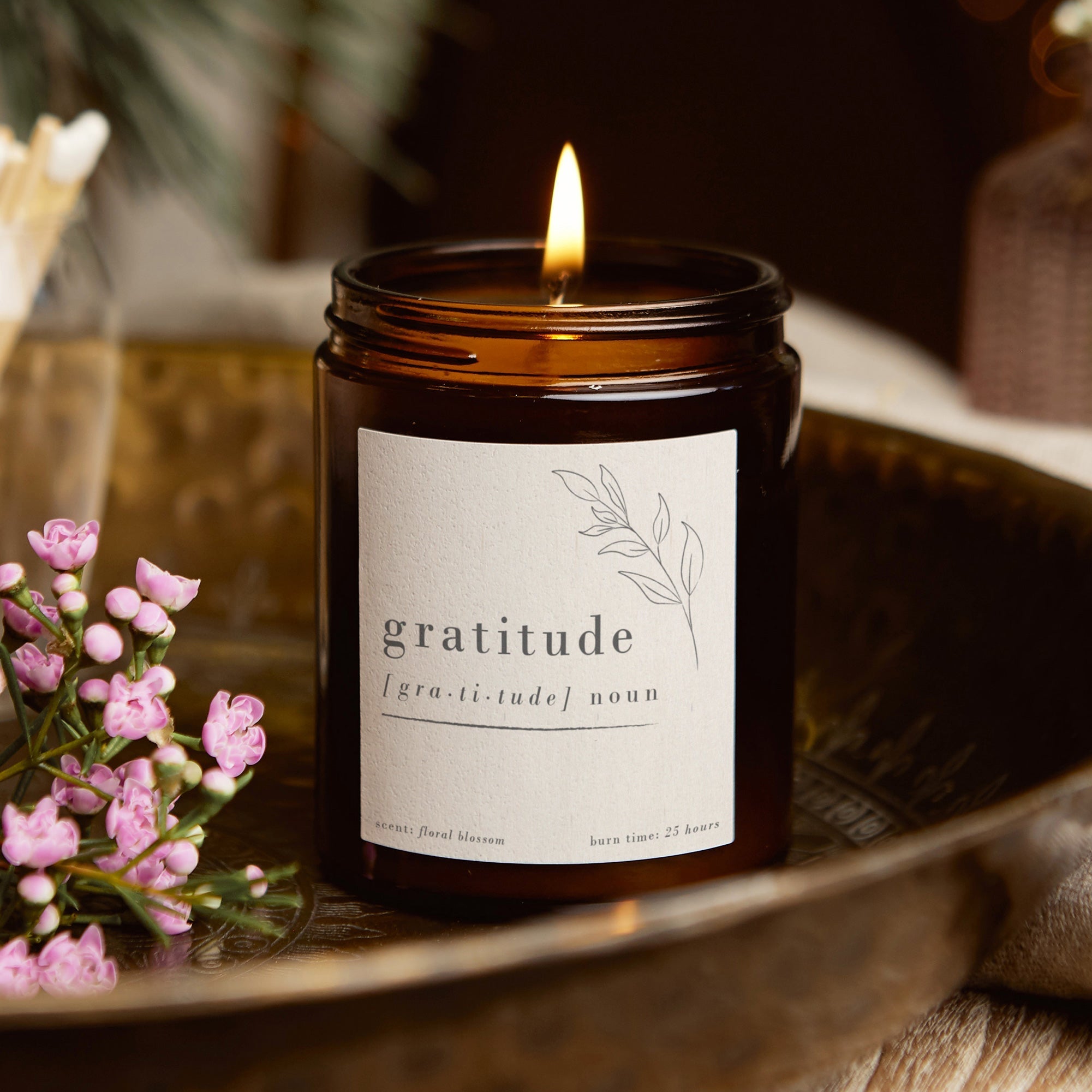 Thank You Gift Gratitude Mindfulness Jar Candle - Soy Wax Affirmation Candle in Luxury Box