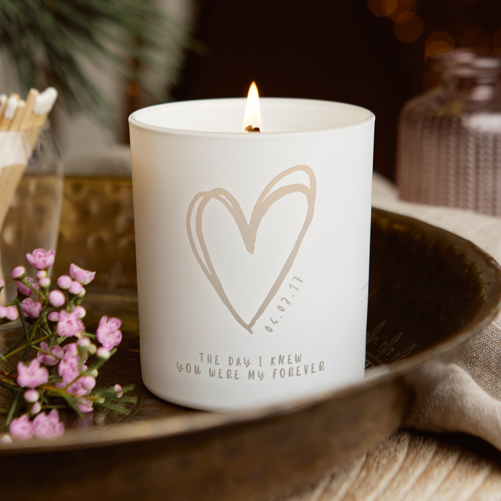 Anniversary Gift Heart Glow Through Candle - Personalised Soy Wax in Luxury Gift Box
