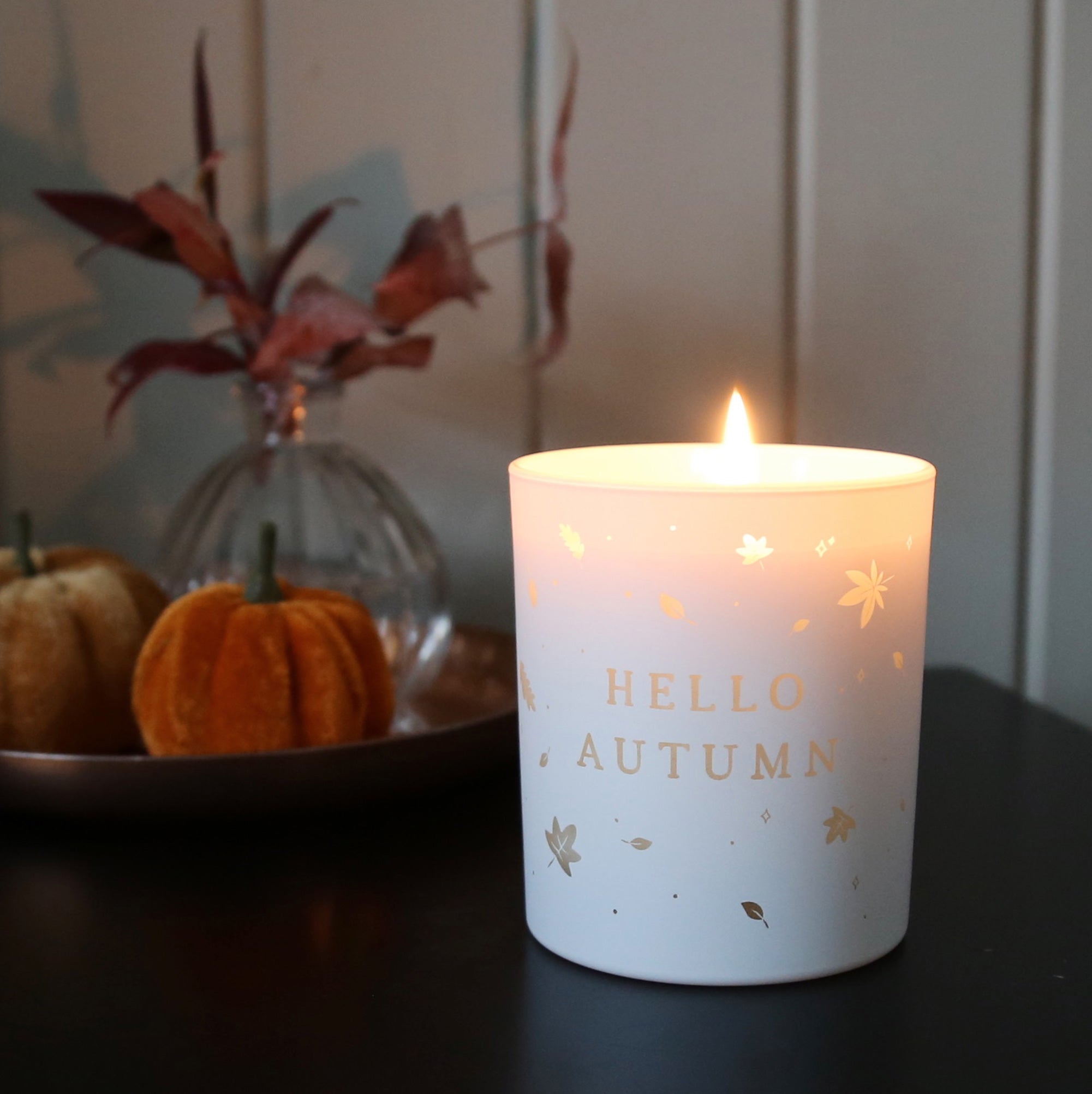 Autumn Gift Hello Autumn Cosy Glow Through Candle – Fall Scented Luxury Gift Box
