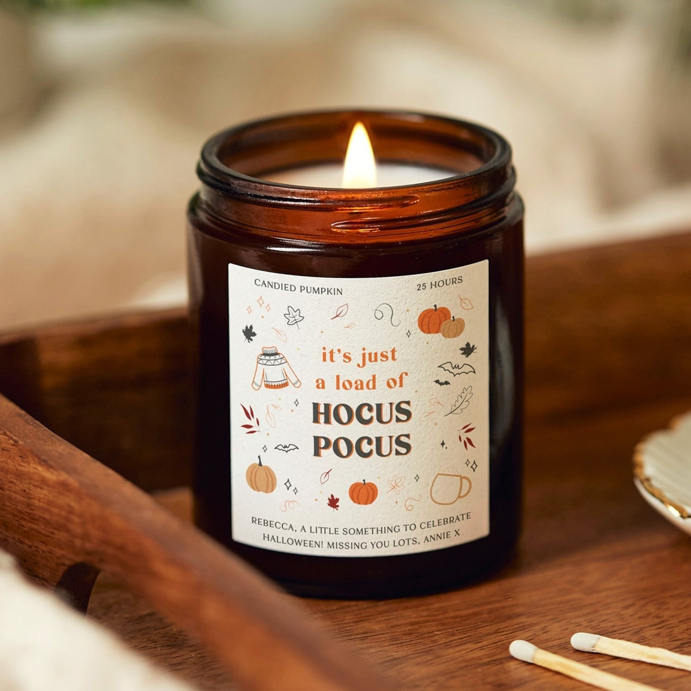 Halloween Gift Candle for Her – Hocus Pocus Message Candle in Luxury Gift Box for Fall Decor