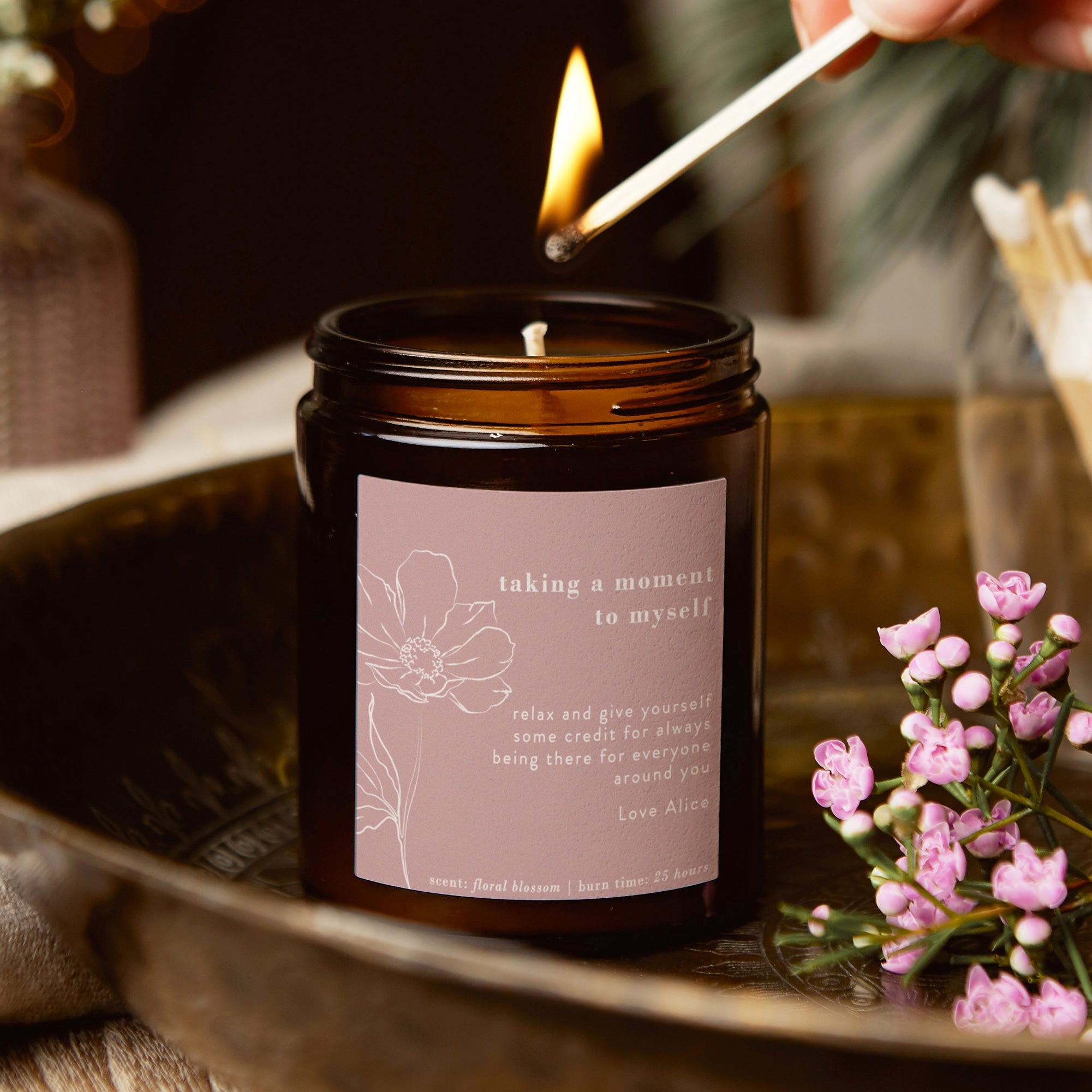 Self Care Gift Moment To Myself Jar Candle - Soy Wax Affirmation in Luxury Gift Box