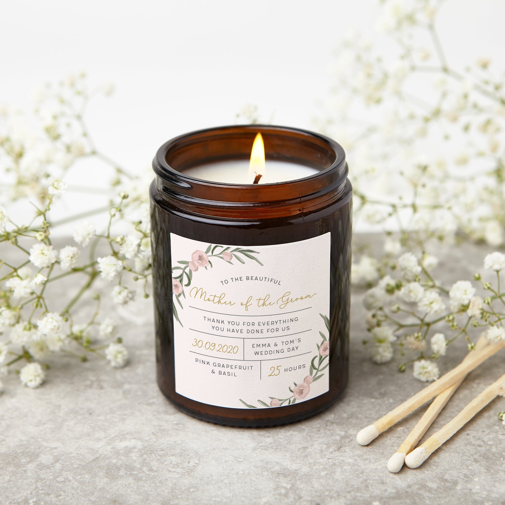 Mother of the Groom Candle Gift – Wedding Thank You or Engagement Gift in Luxury Box