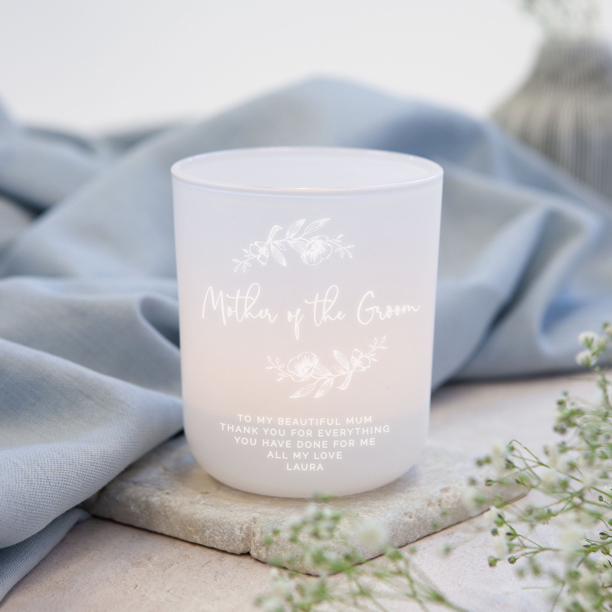 Mother of the Groom Wedding Gift Tea Light Holder with Candles in Luxury Gift Box
