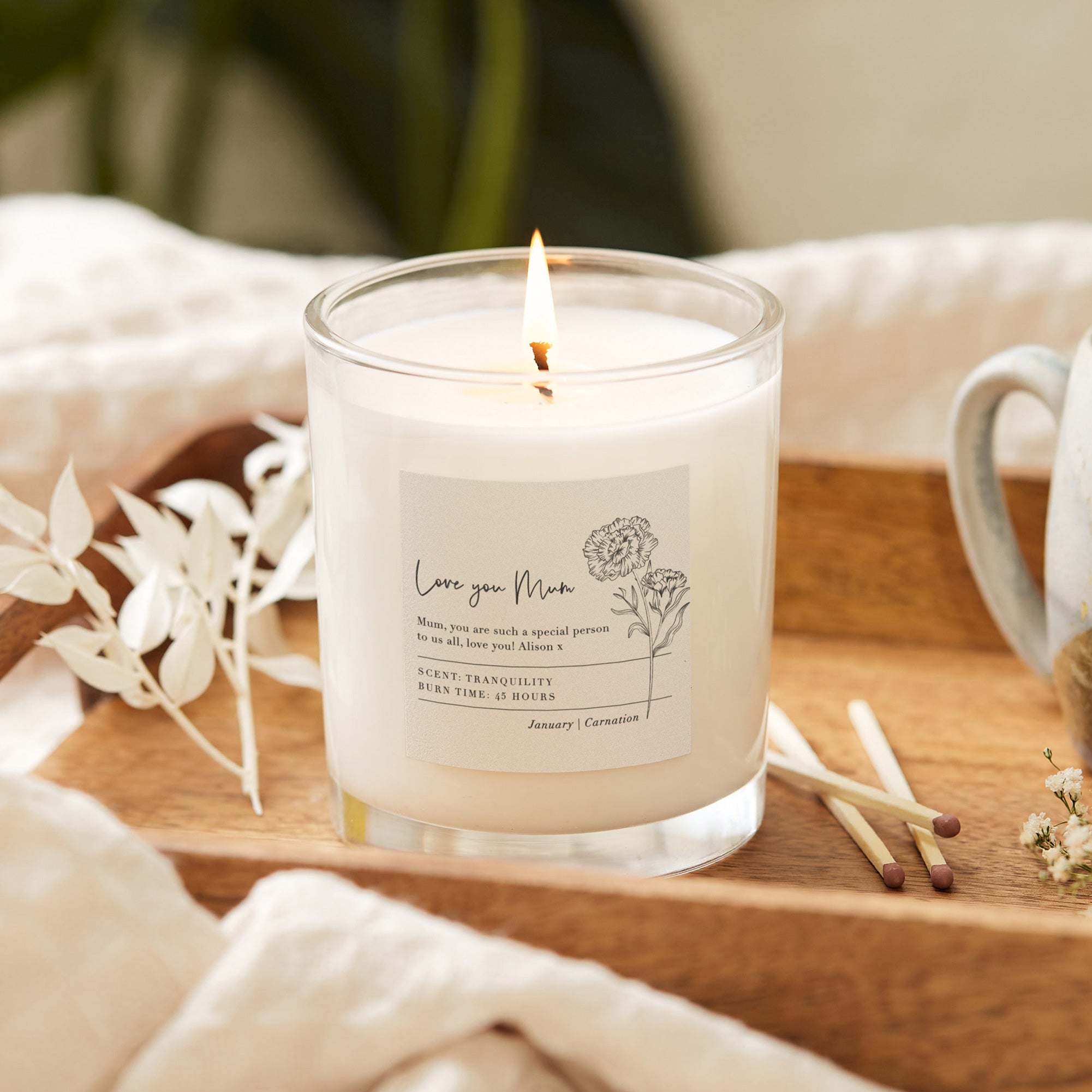 Mother's Day Birthday Thank You Gift Love You Mum Birth Flower Luxury Candle Gift Box