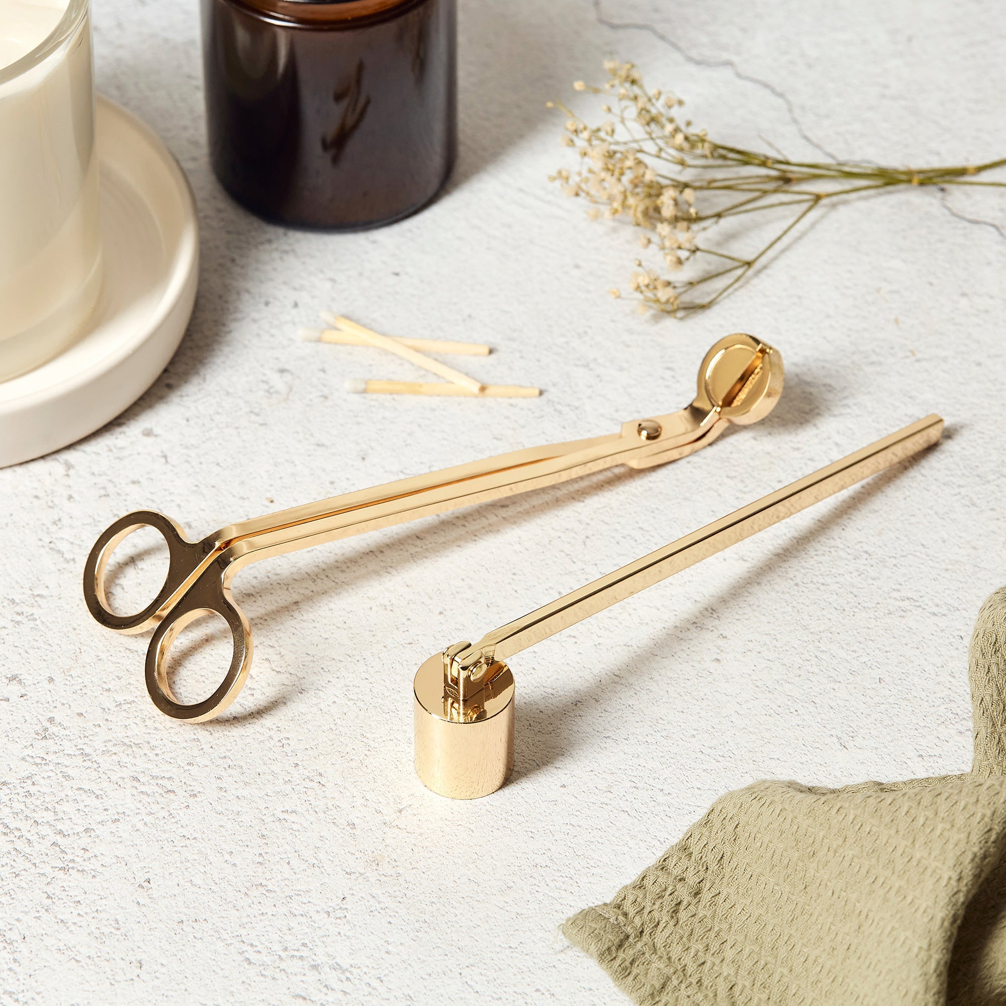 Mother's Day Gift Idea Tealight Holder Set with Candles, Bath Salts & Gold Trimmer in Luxury Box