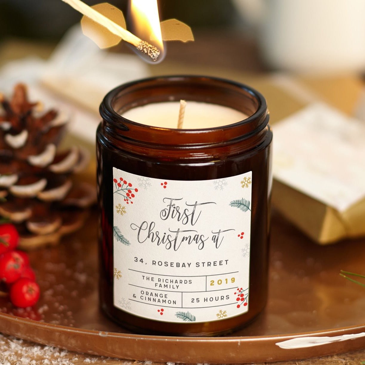 Christmas New Home Gift - Personalised Soy Wax Candle in Luxury Gift-Ready Box