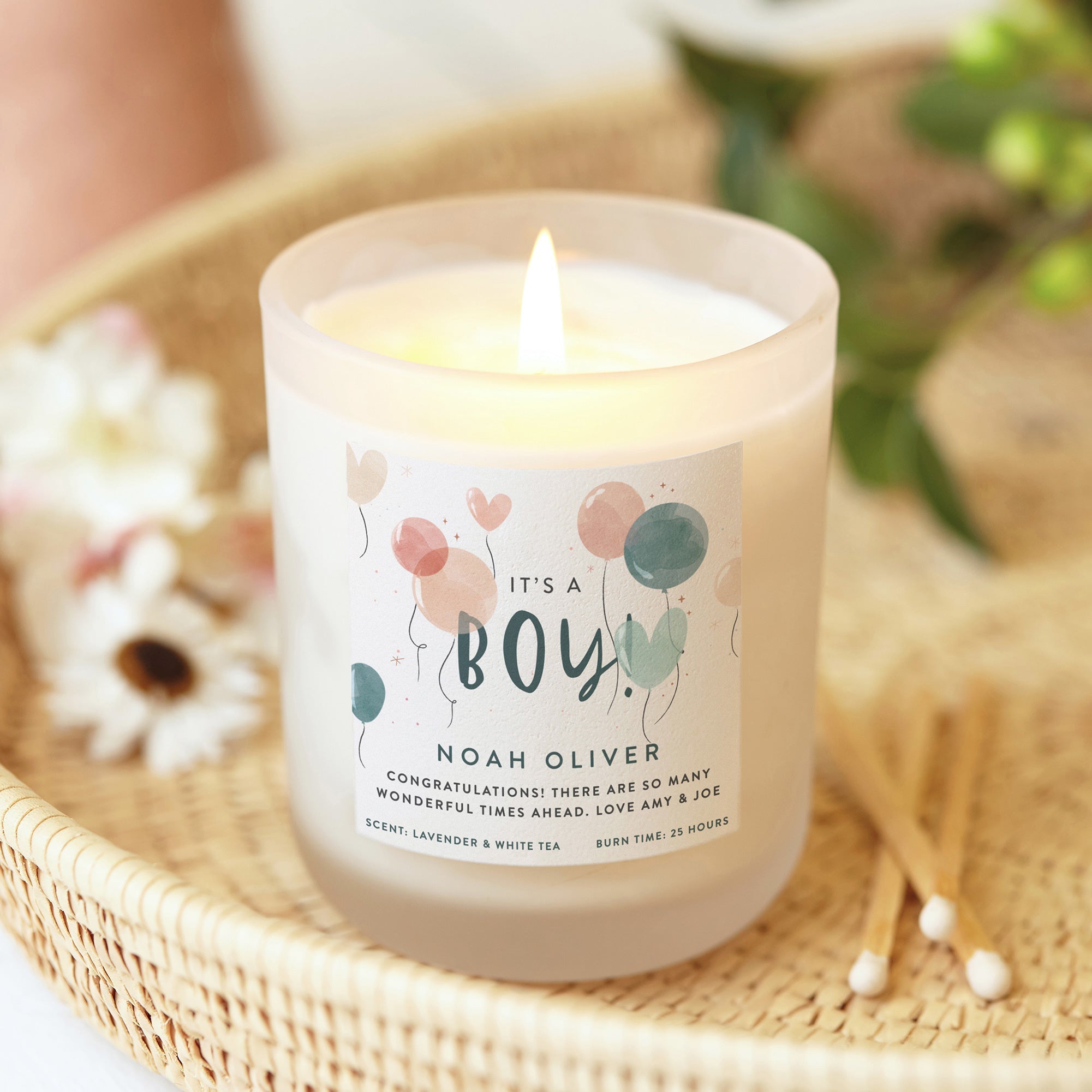 Baby Shower Gift It's A Boy Balloon Soy Wax Candle Luxury Gift-Ready Packaging