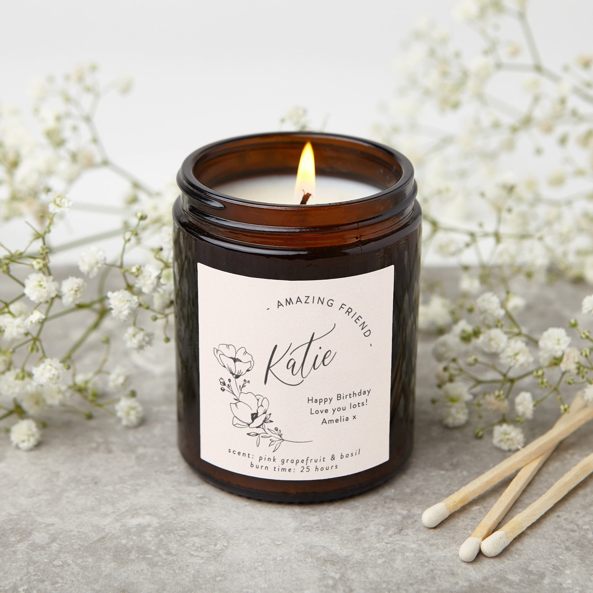 Birthday Gift for Her Personalised Soy Wax Candle in Luxury Gift-Ready Packaging