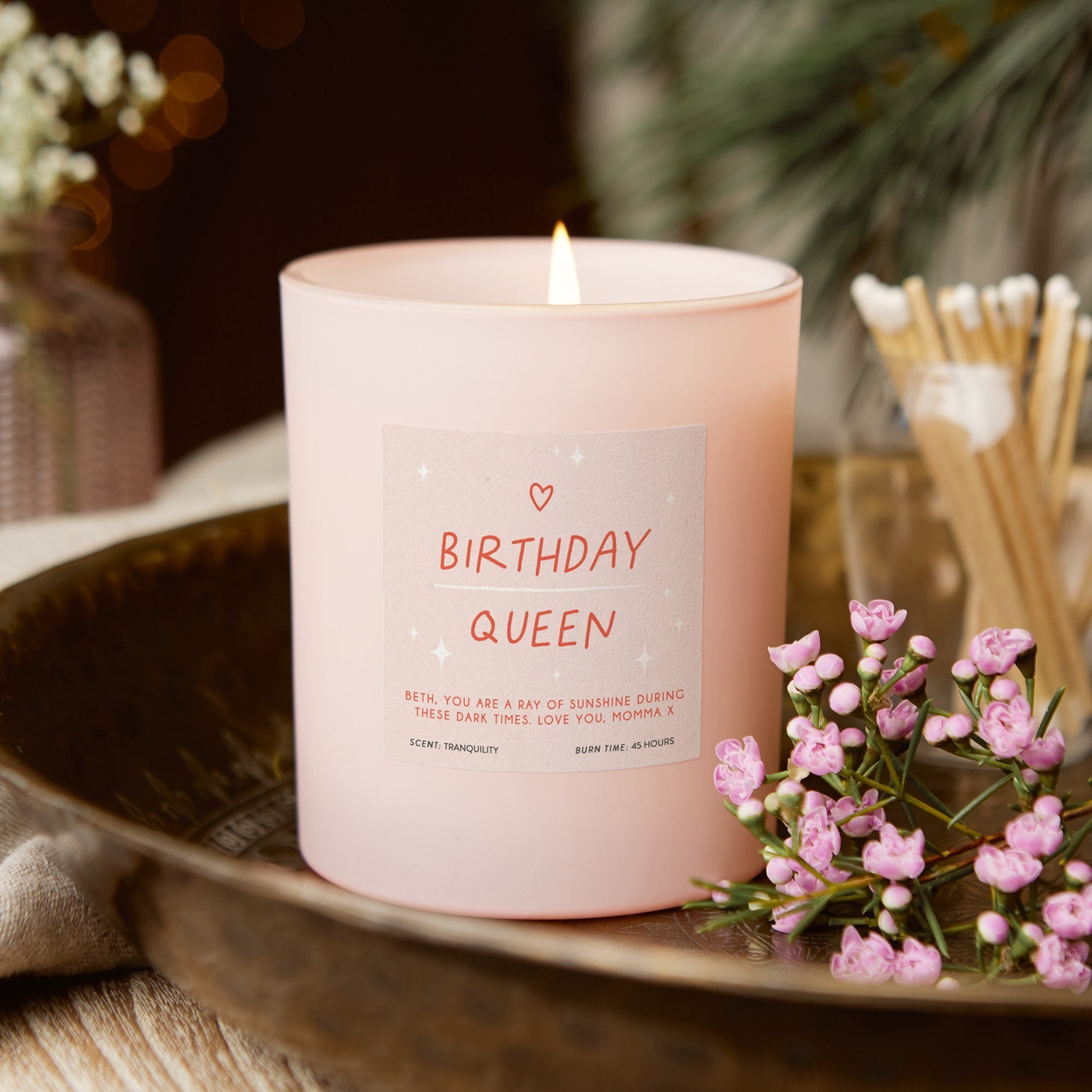 Birthday Gift for Her - Birthday Queen Pink Soy Wax Candle in Luxury Gift Box