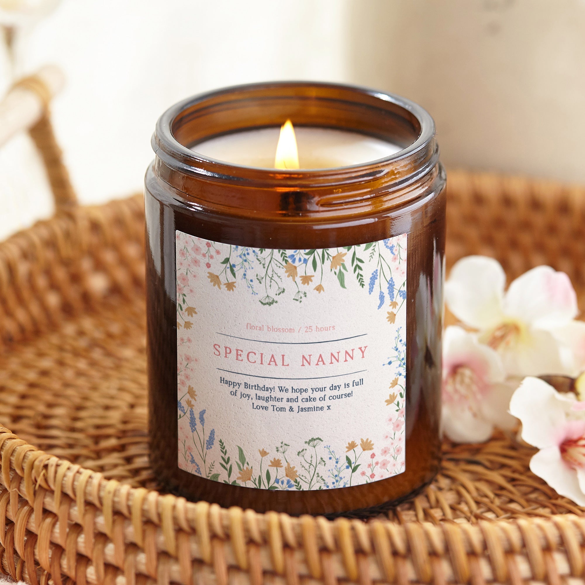Birthday Gift for Nanny - Special Floral Candle in Luxury Gift-Ready Packaging Thank You Gift