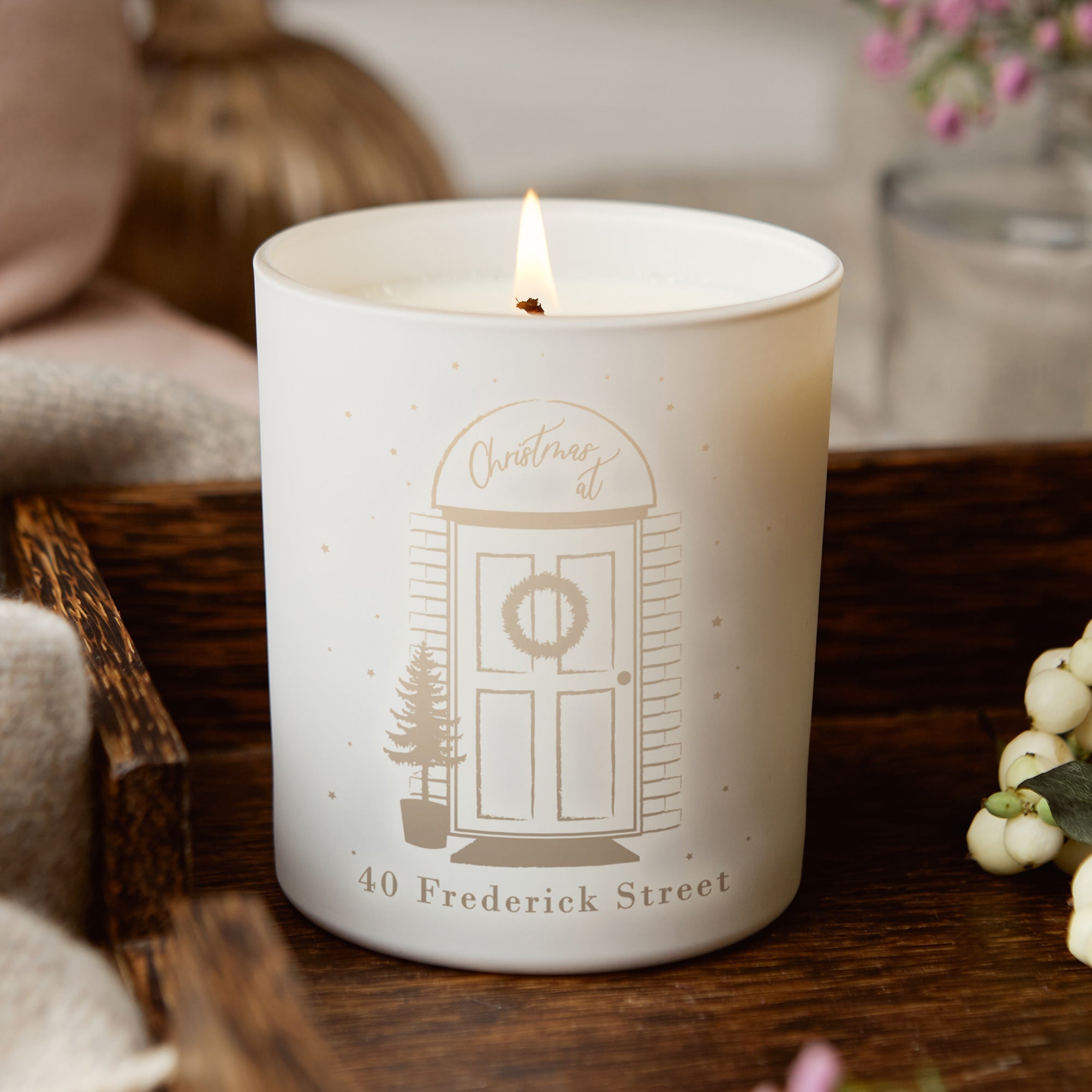 Christmas Gift Candle – Personalised Glow Through Front Door Candle in Luxury Box