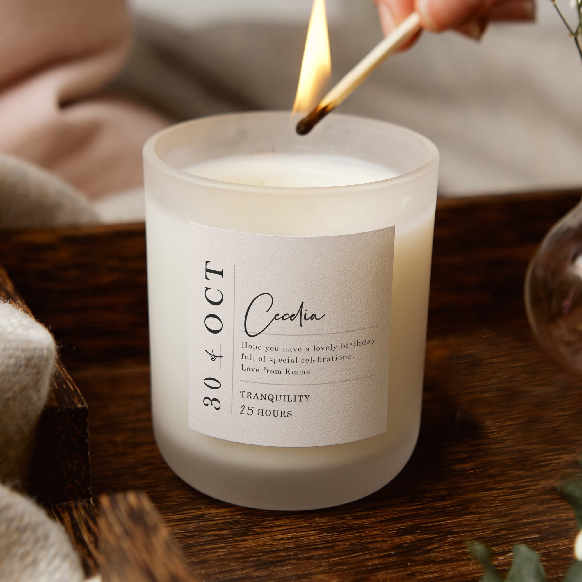 Birthday Gift for Her - Personalised Date of Birth Soy Wax Candle in Luxury Box Ready to Gift