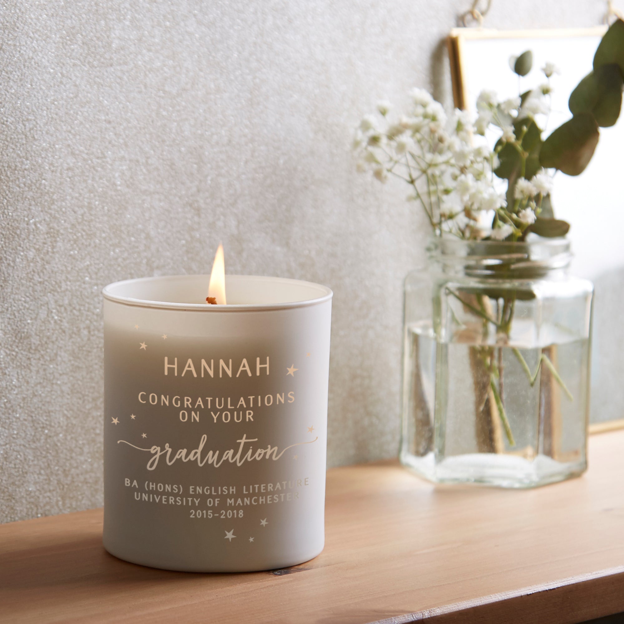 Graduation Gift Personalised Glow Through Candle - Soy Wax in Luxury Gift-Ready Box