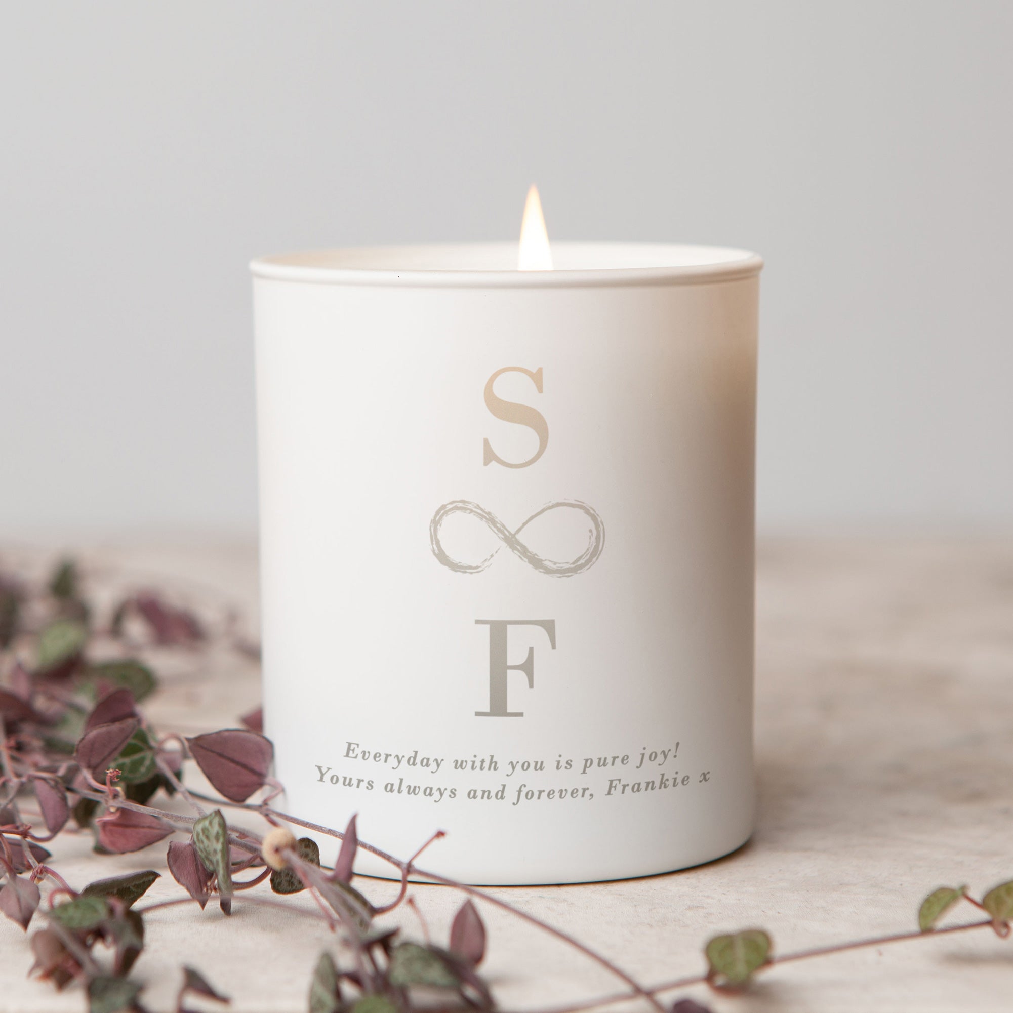 Anniversary Birthday Wedding Gift for Her Personalised Infinity Love Candle in Luxury Box