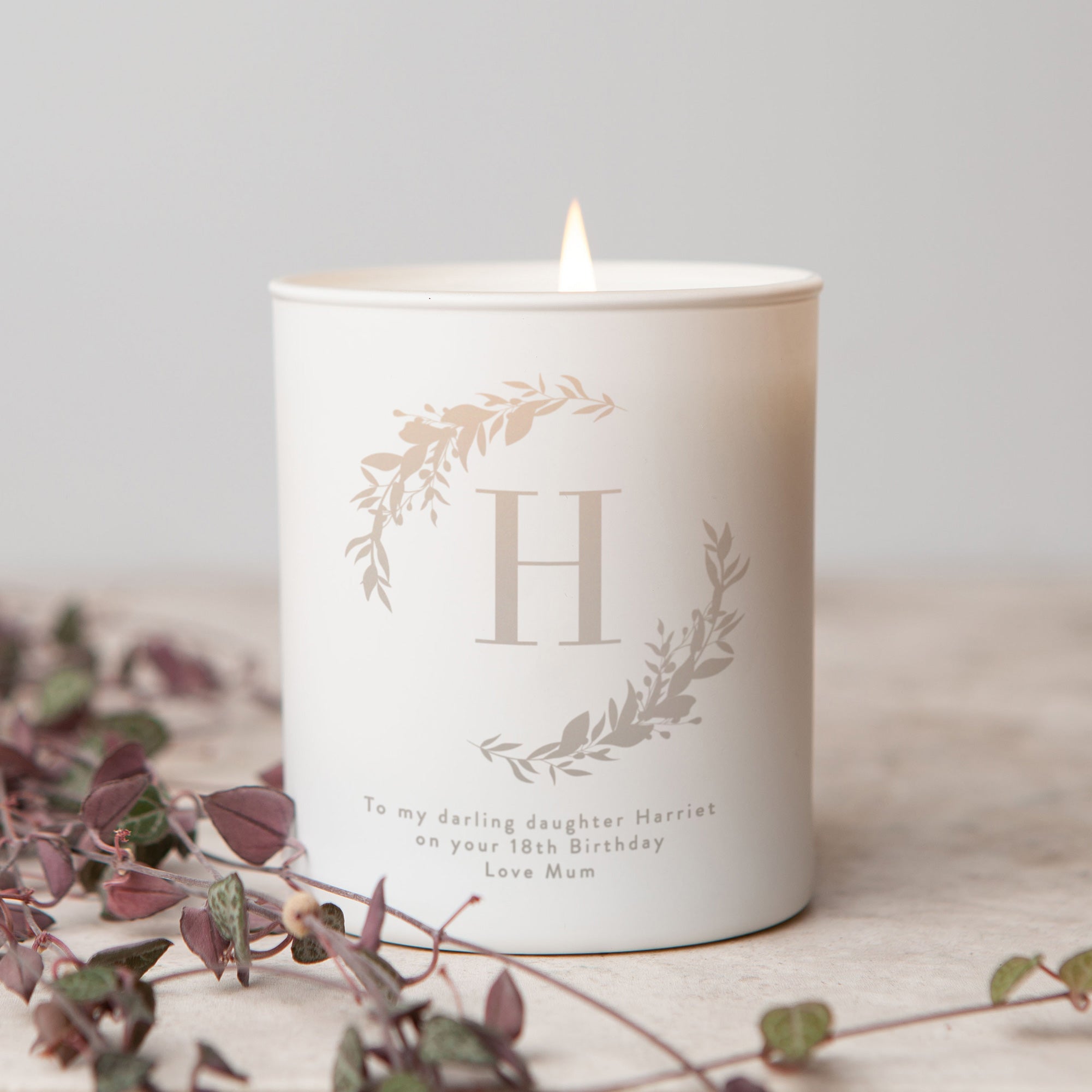 Birthday, Wedding & Thank You Gift Personalised Initial Glow Through Candle in Luxury Box