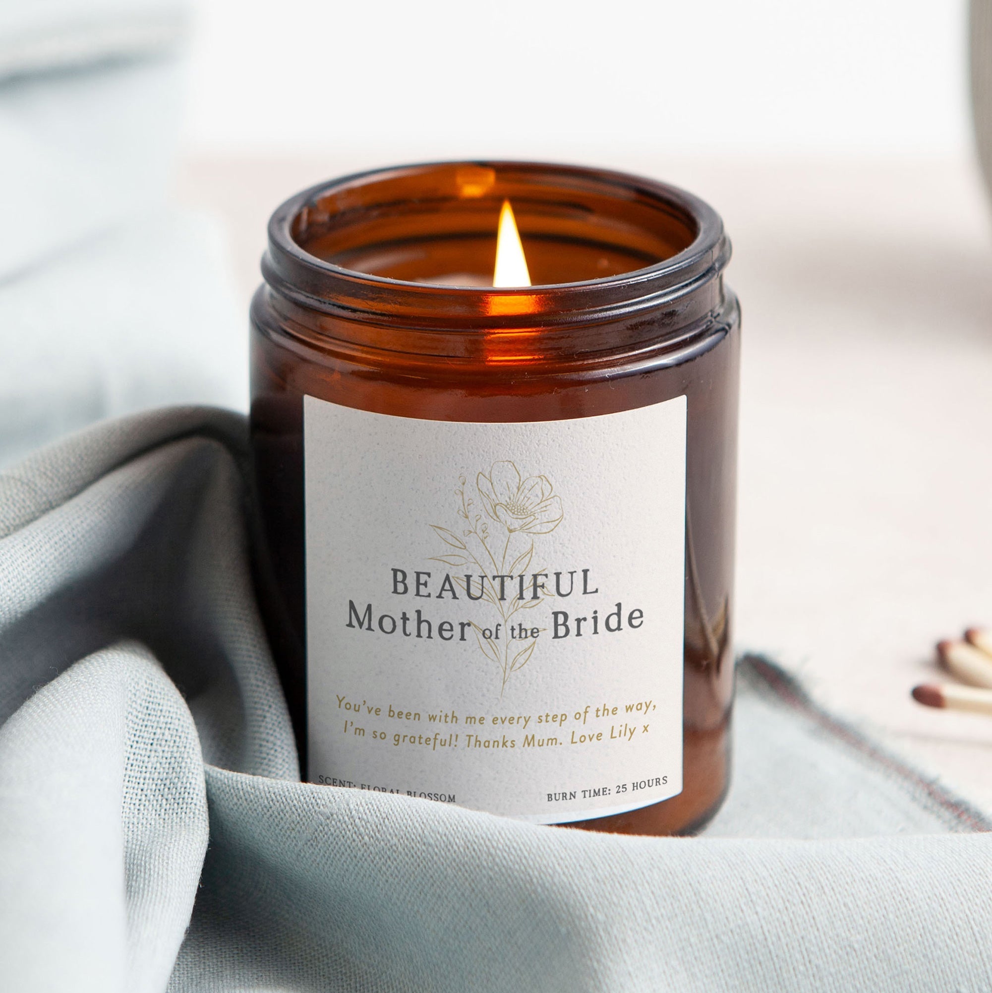 Mother of the Bride Wedding Gift Jar Candle - Personalised Scented Thank You Gift Box