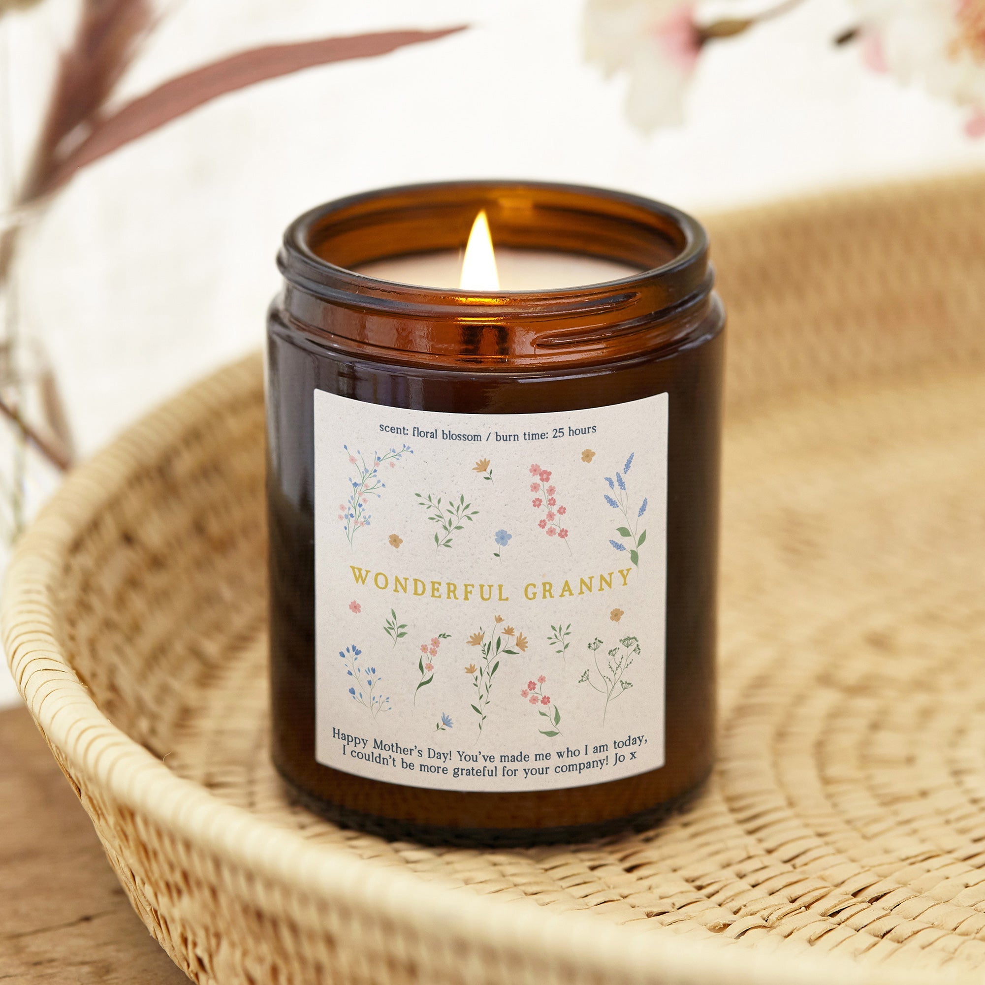 Mother's Day Gift for Granny - Personalised Soy Wax Jar Candle in Luxury Gift Box