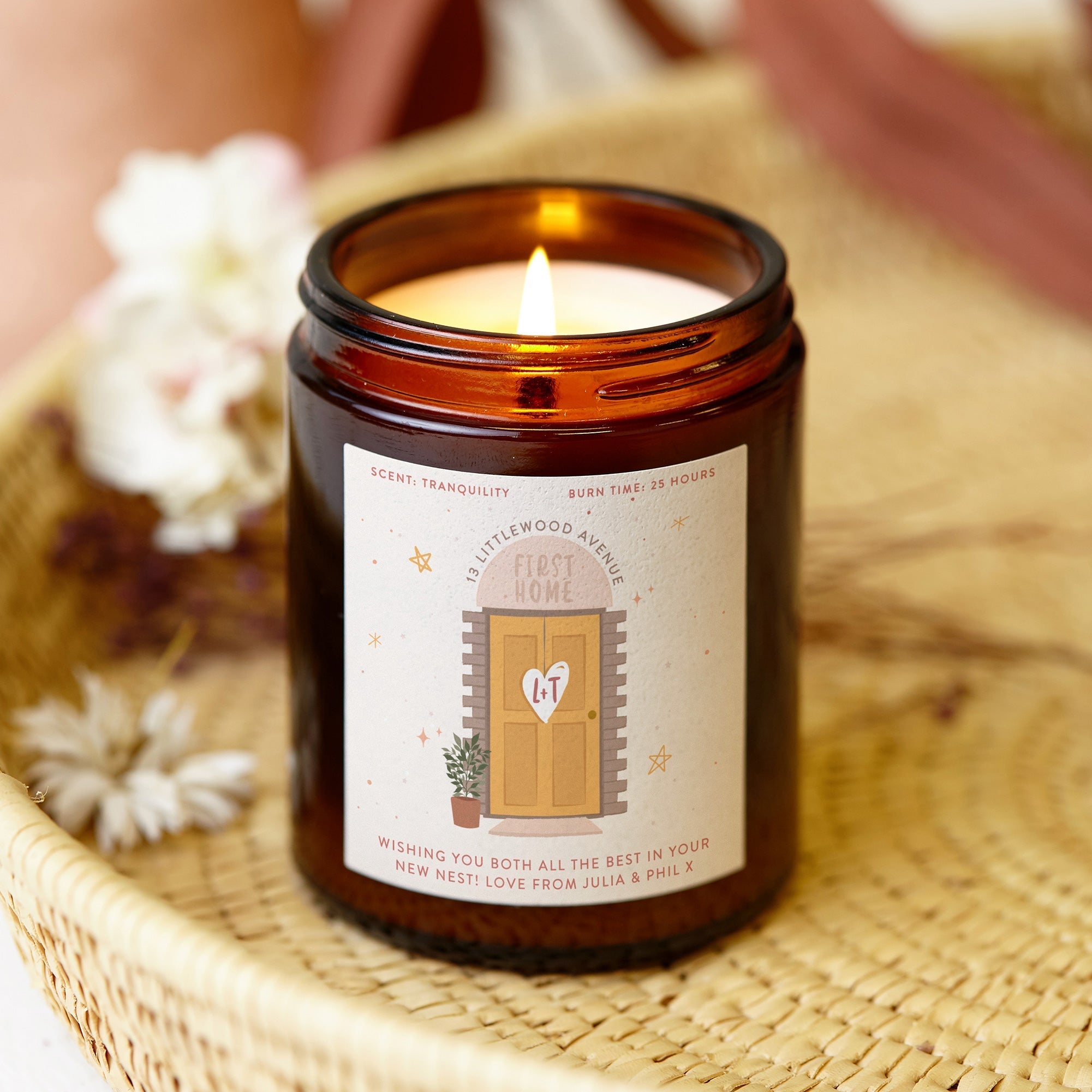 New Home Gift Initials Front Door Jar Candle in Luxury Gift-Ready Packaging Housewarming Present