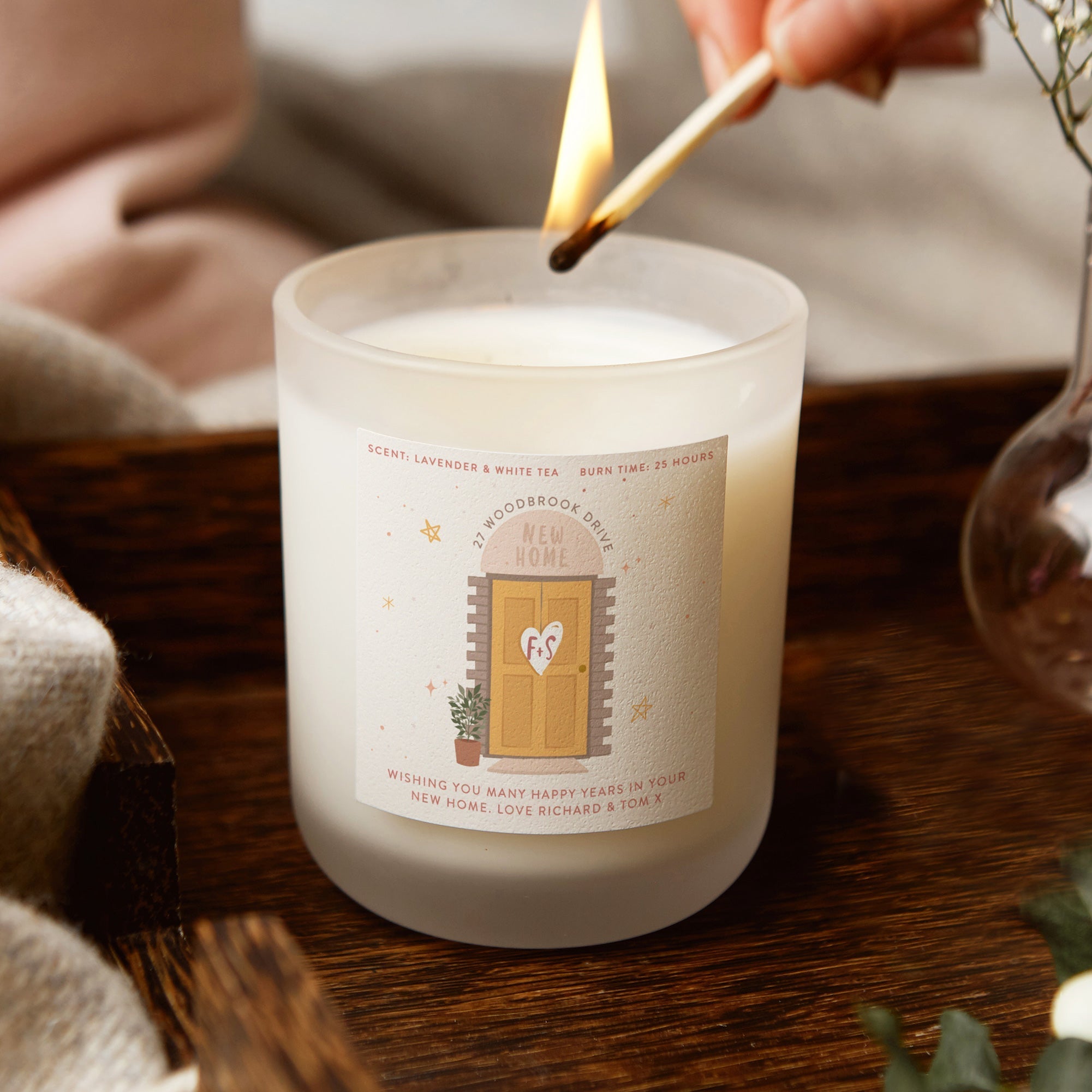 New Home Gift - Personalised Front Door Initials Candle in Luxury Gift-Ready Box