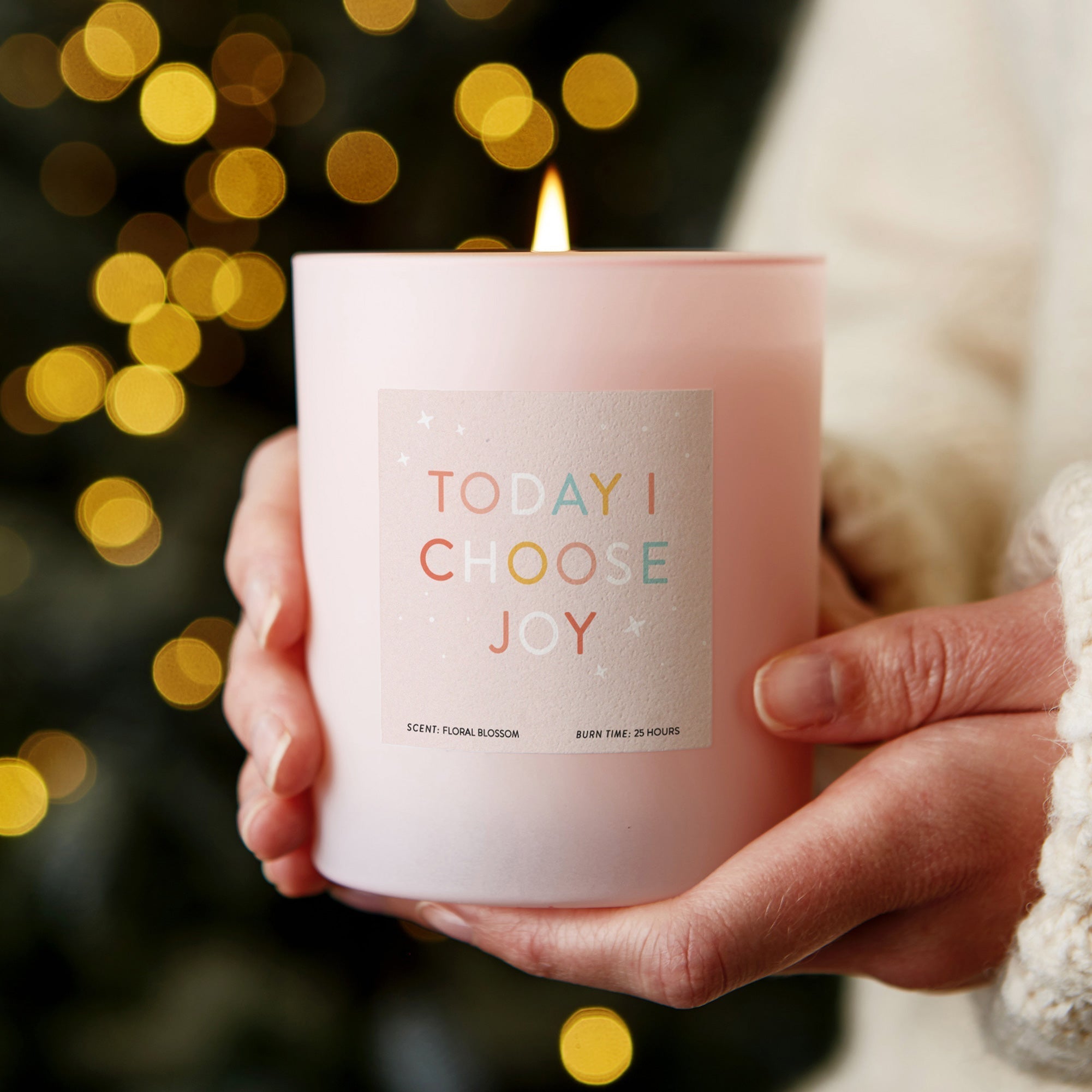 Thank You Gift Pink Soy Candle - Today I Choose Joy Affirmation in Luxury Gift Box