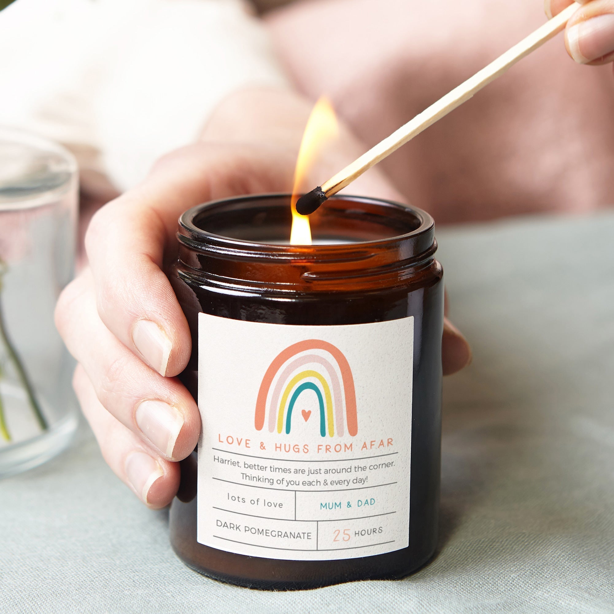 Thank You Gift Rainbow Personalised Soy Wax Candle in Luxury Gift-Ready Packaging