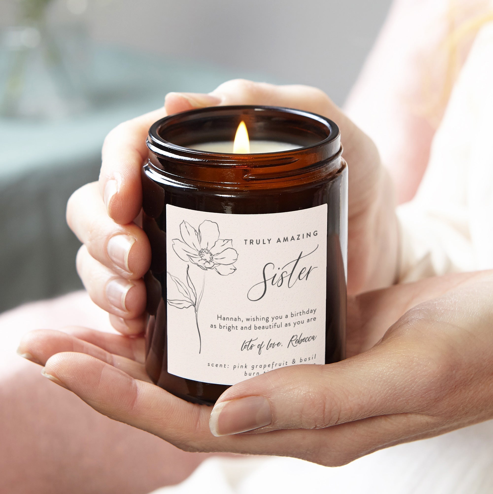 Sister Birthday Gift - Personalised Soy Wax Candle in Luxury Box Ready to Gift Her
